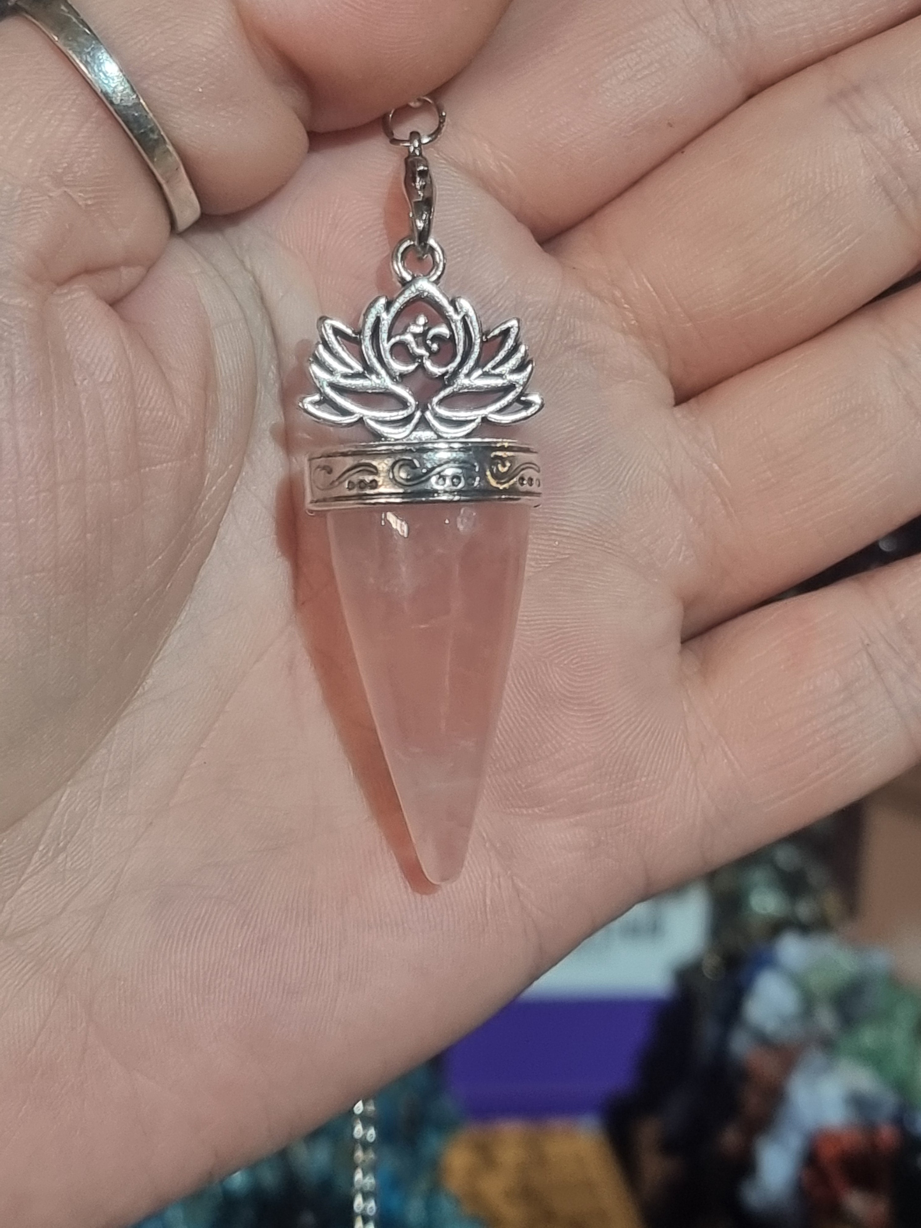 Rose Quartz Lotus Pendulum