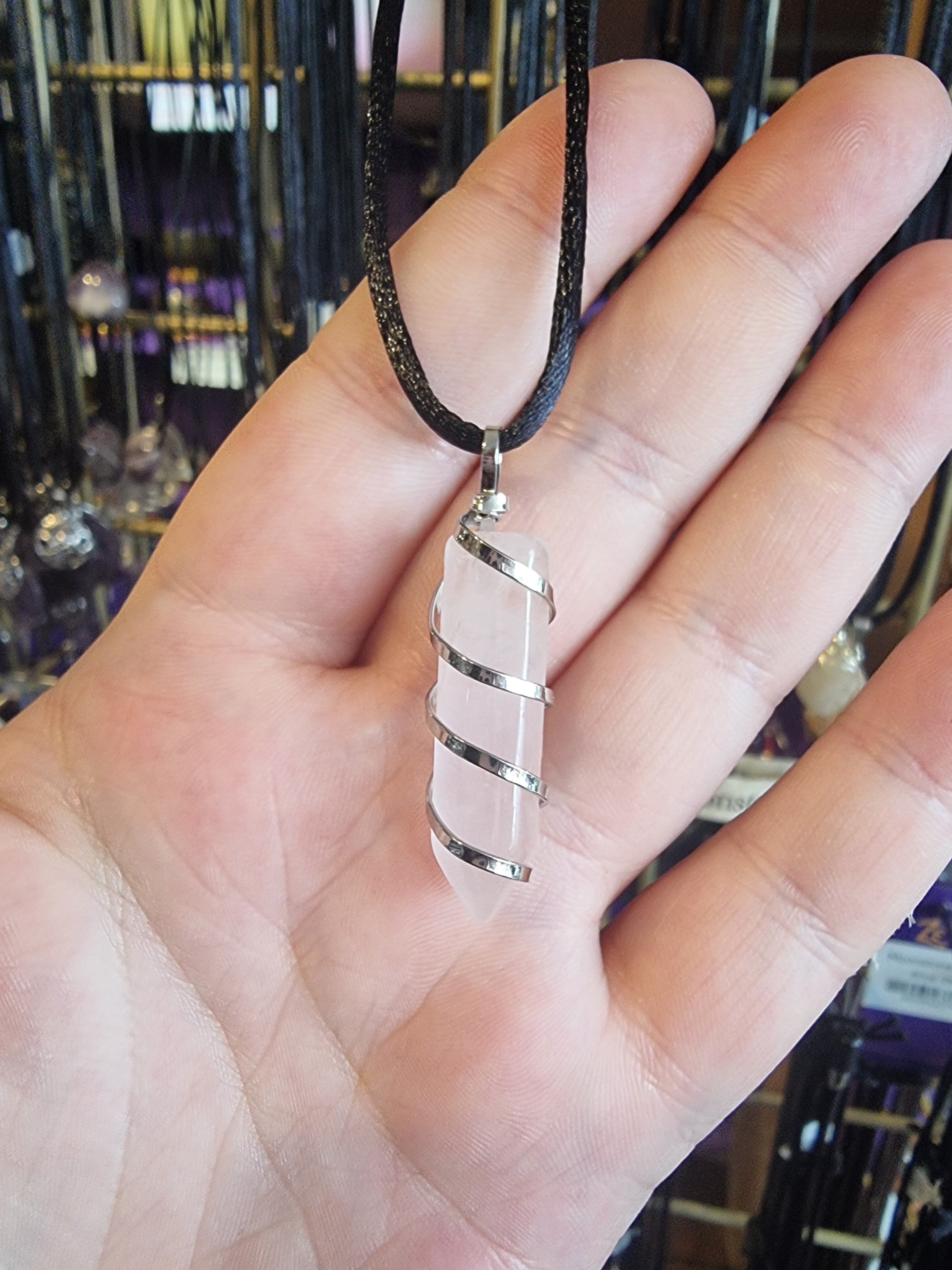 Rose Quartz Silver Pendant