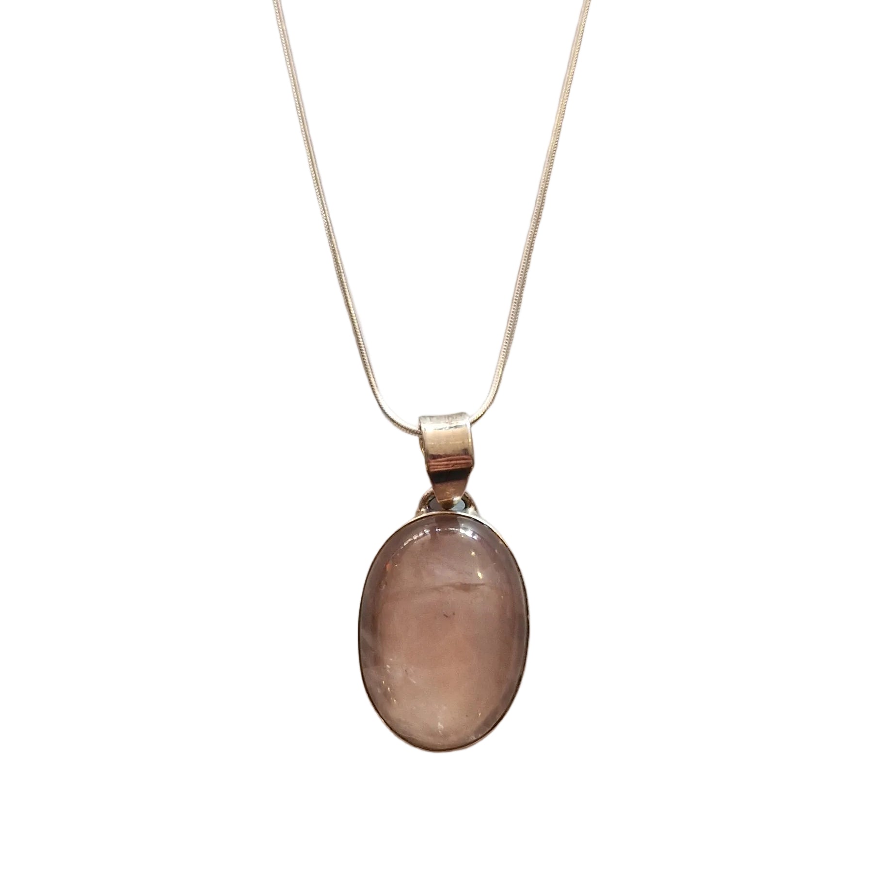 Rose Quartz Silver Necklace