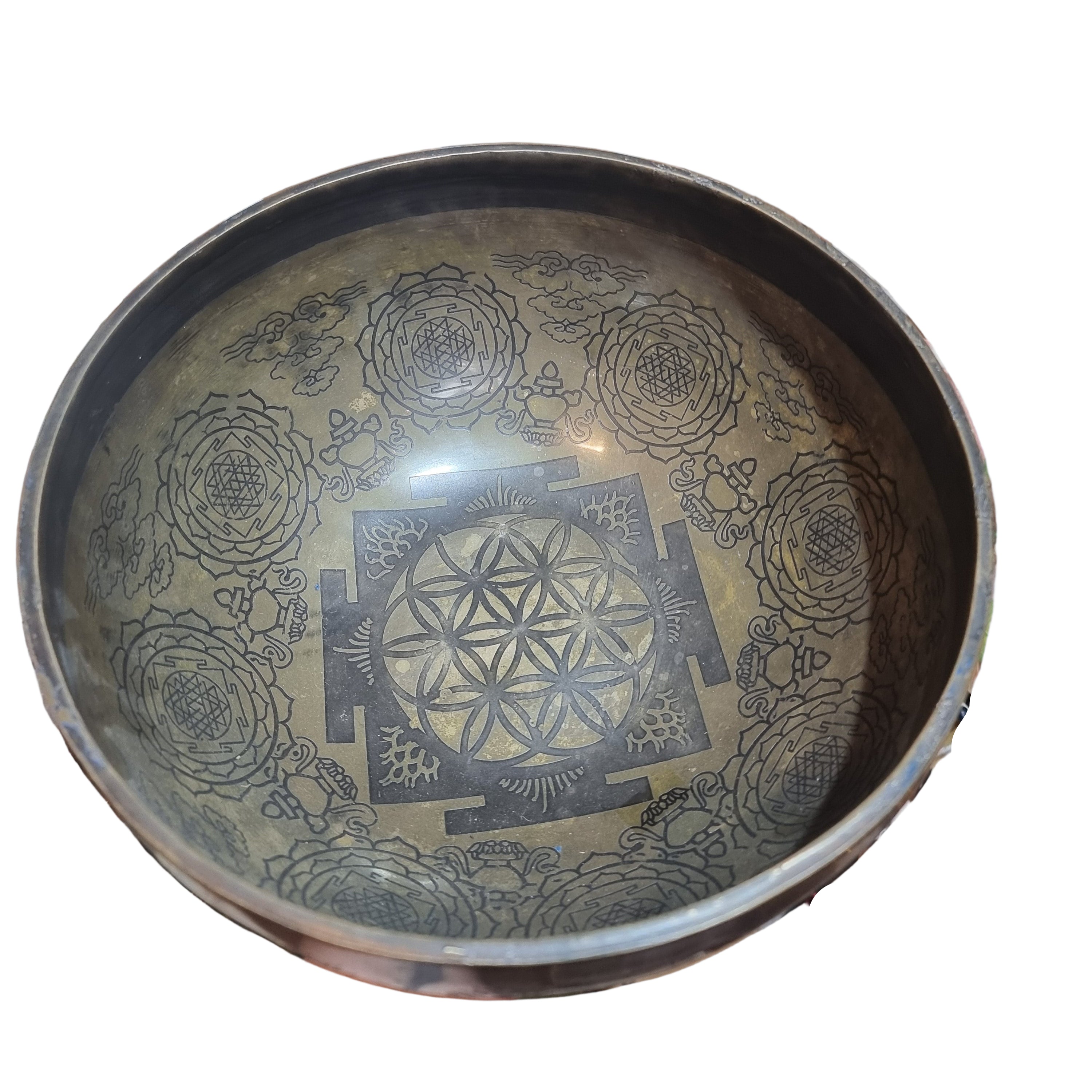 Engraved Flower of Life Singing Bowl (23cm)