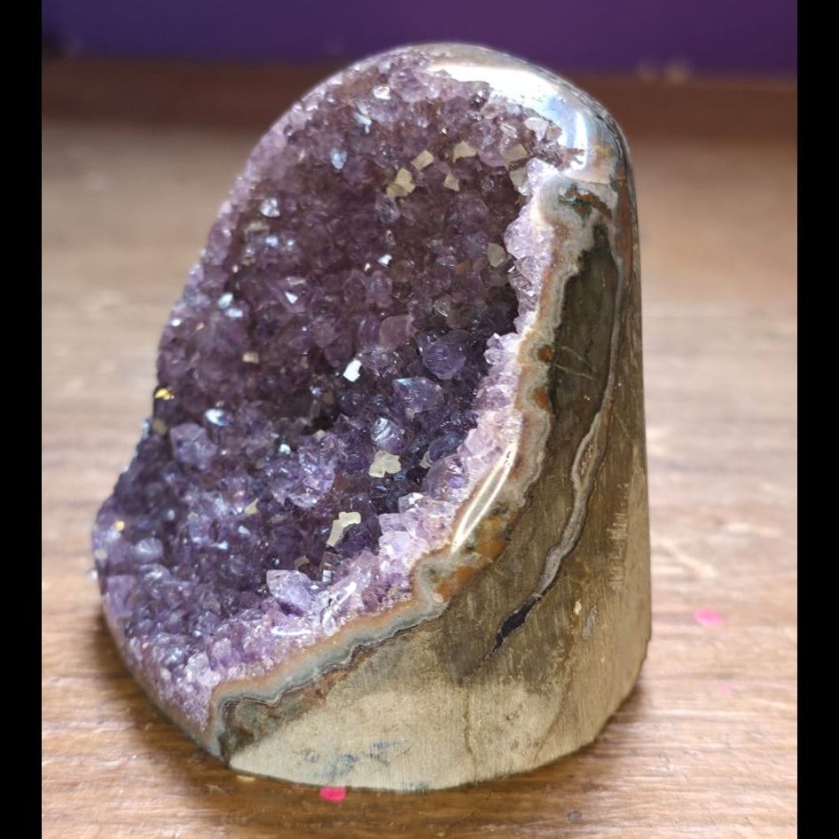 Amethyst Geode with Calcite Inclusion (268g)