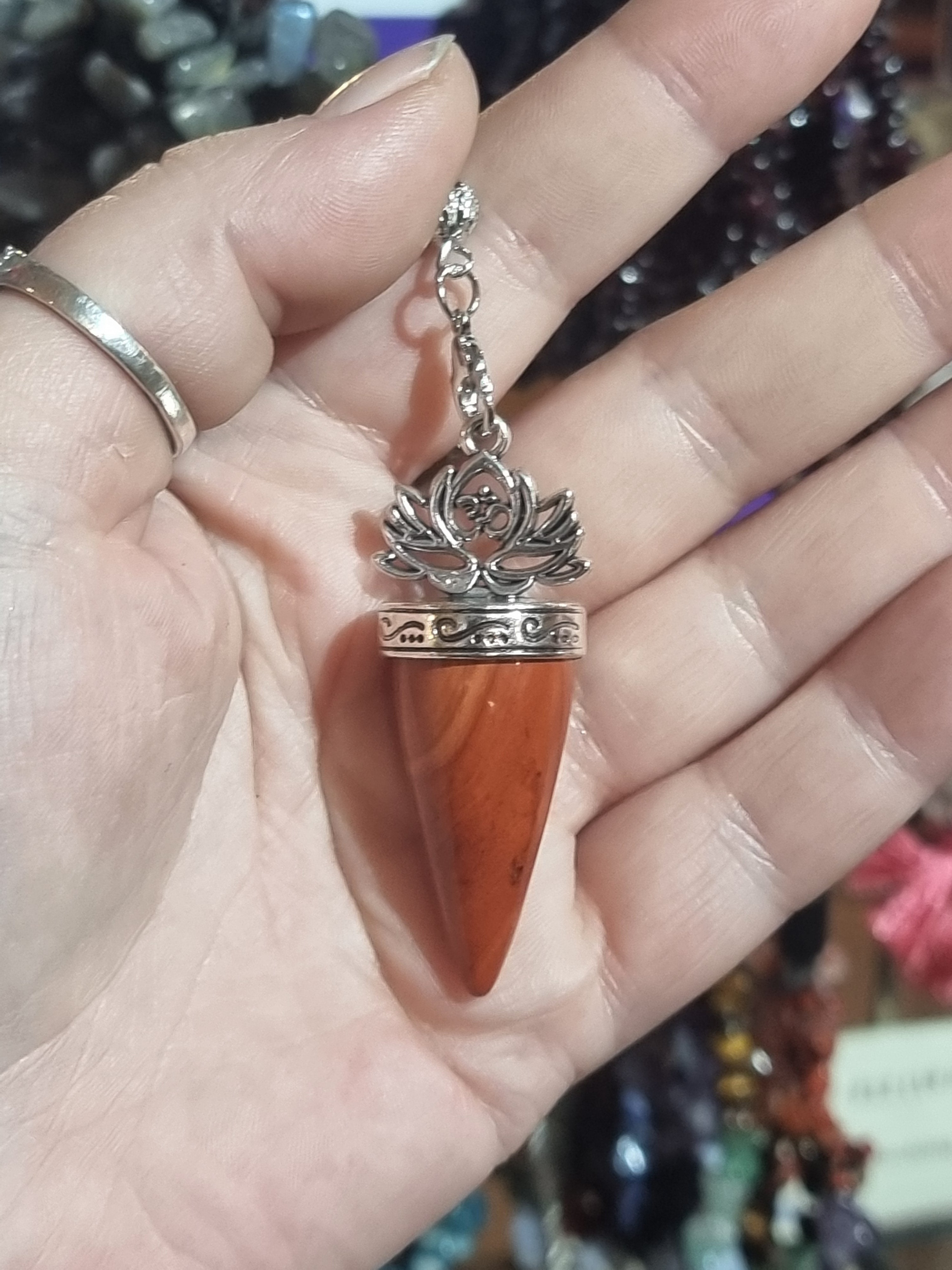 Red Jasper Lotus Pendulum
