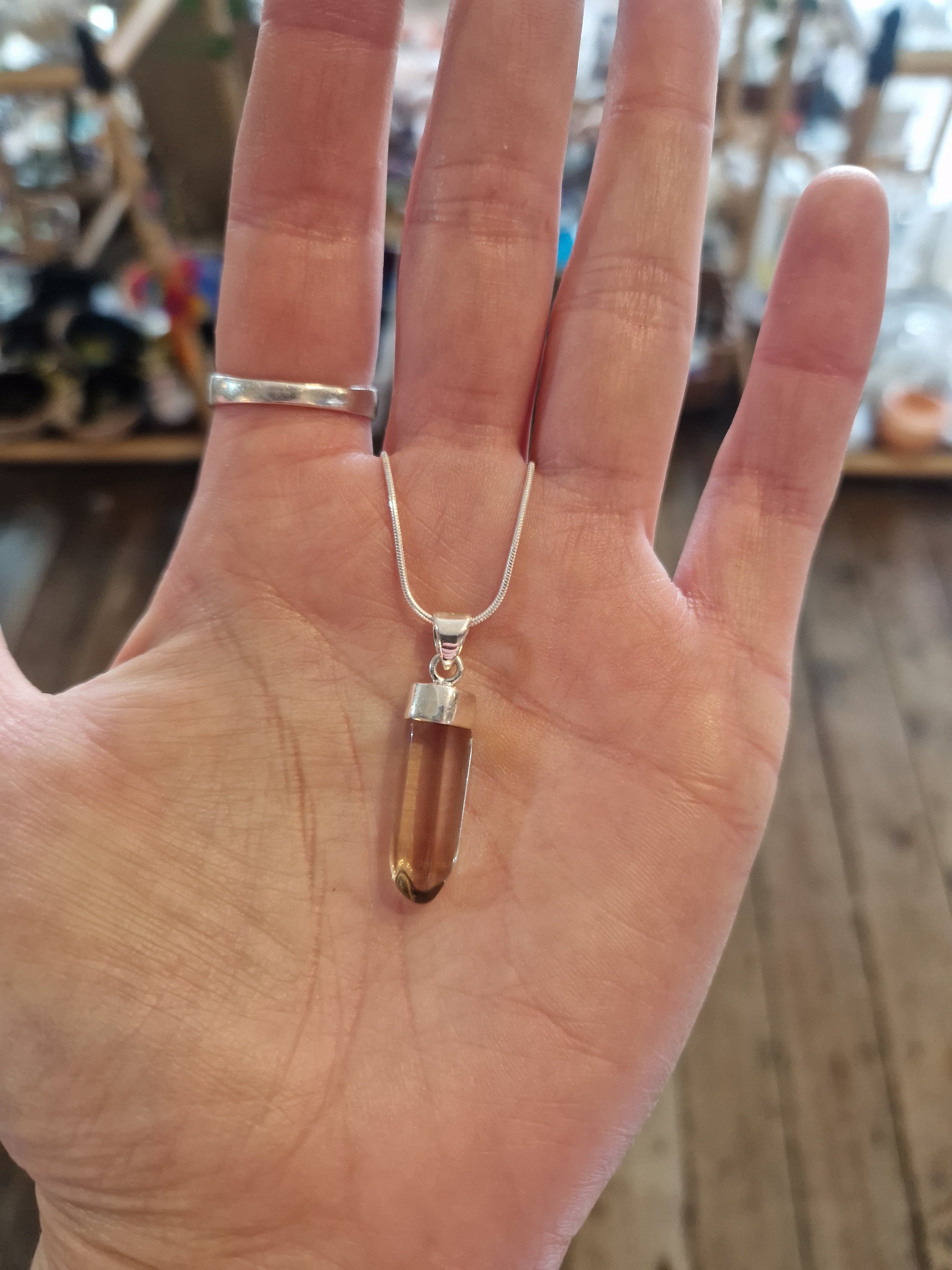 Natural Citrine Silver Necklace