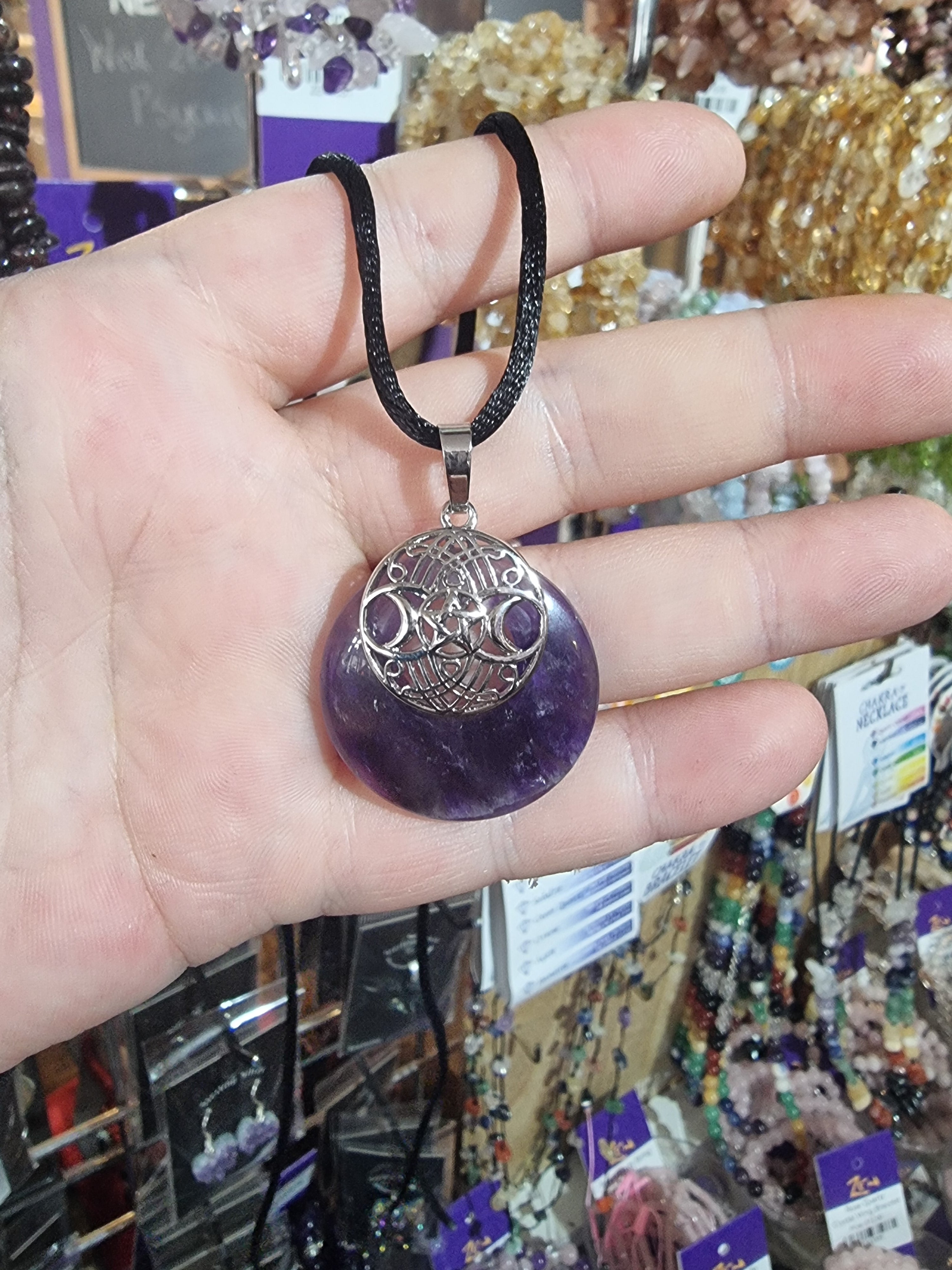 Amethyst Triple Moon Pendant