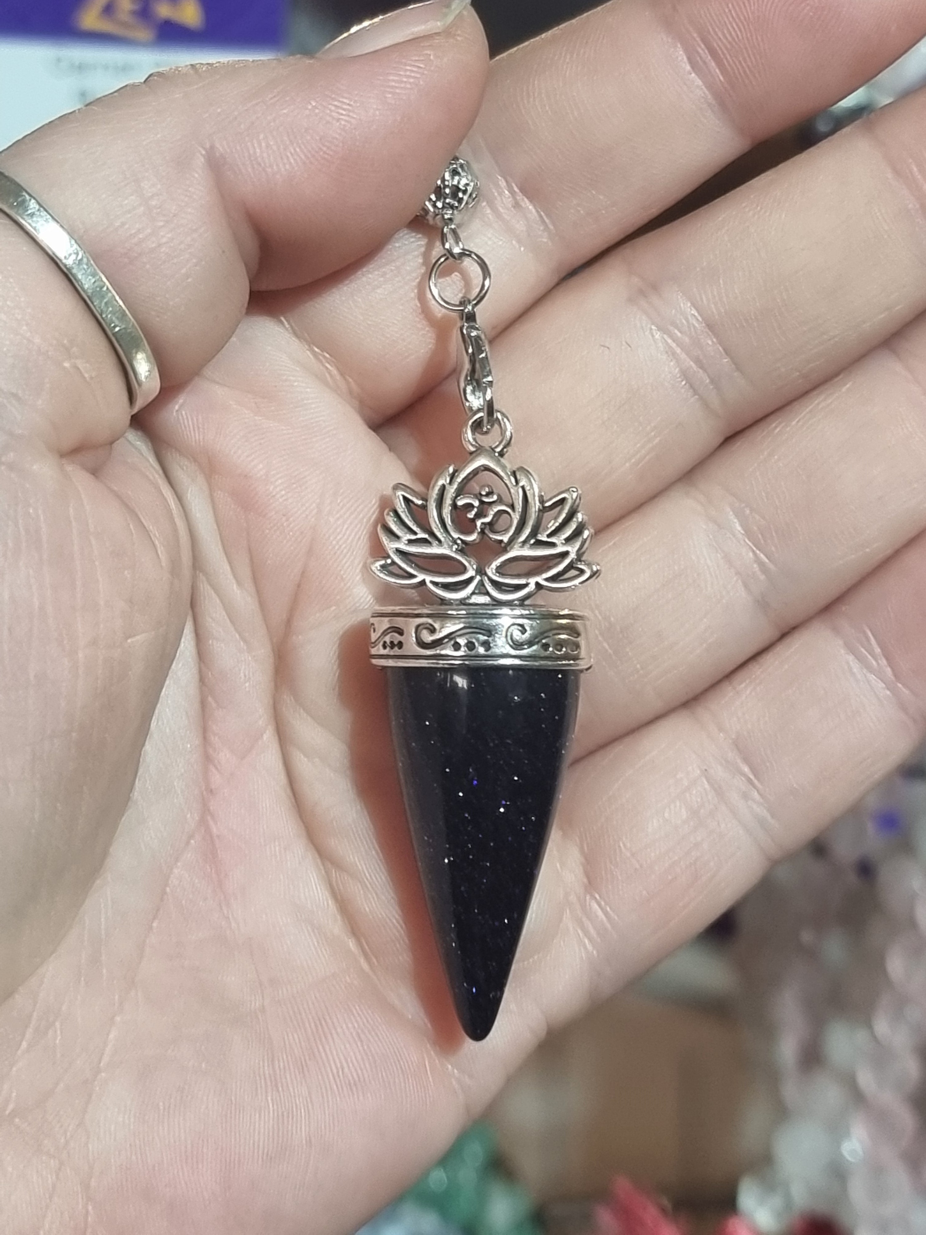 Blue Goldstone Lotus Pendulum