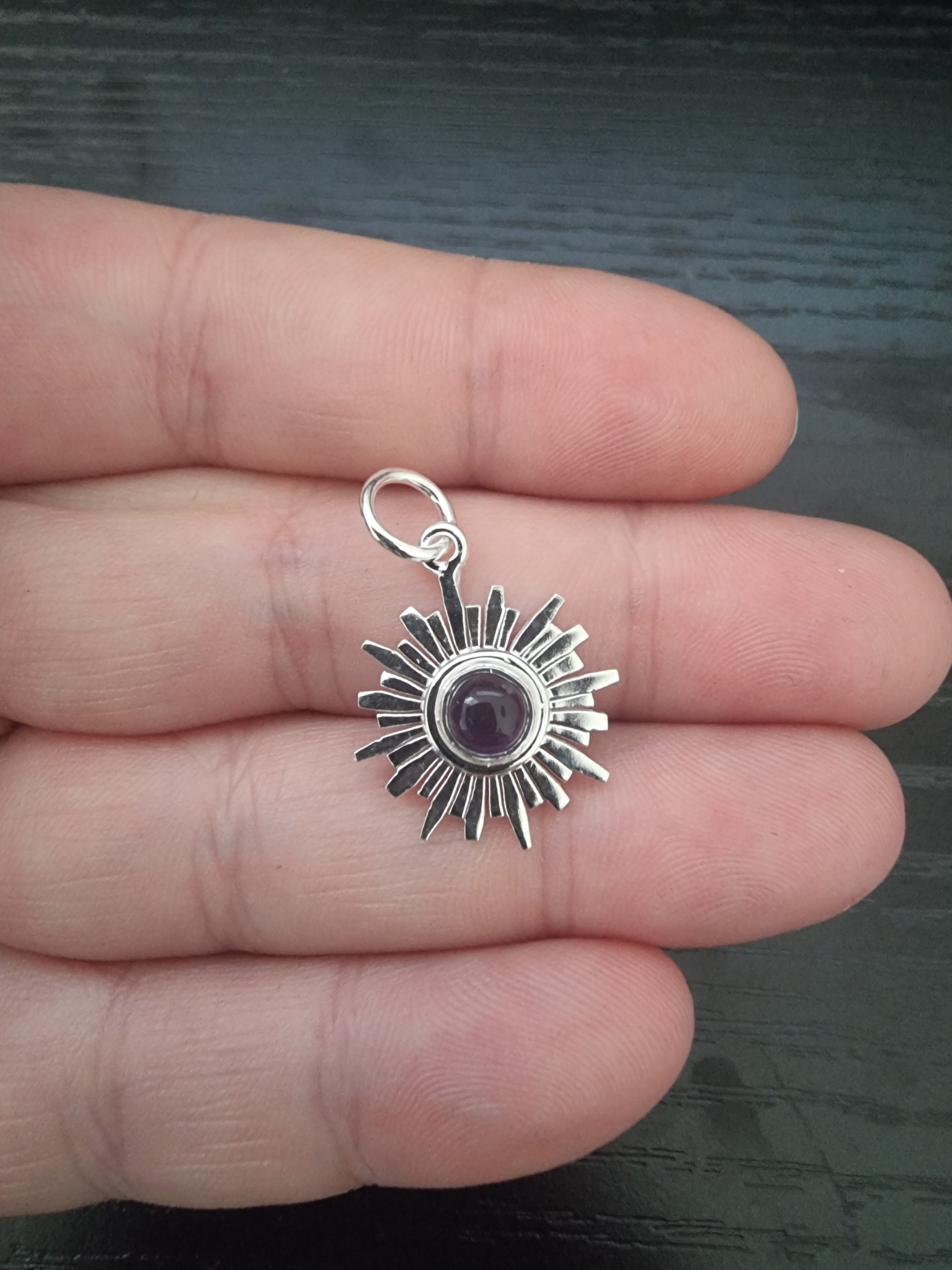 Sun Amethyst Silver Necklace