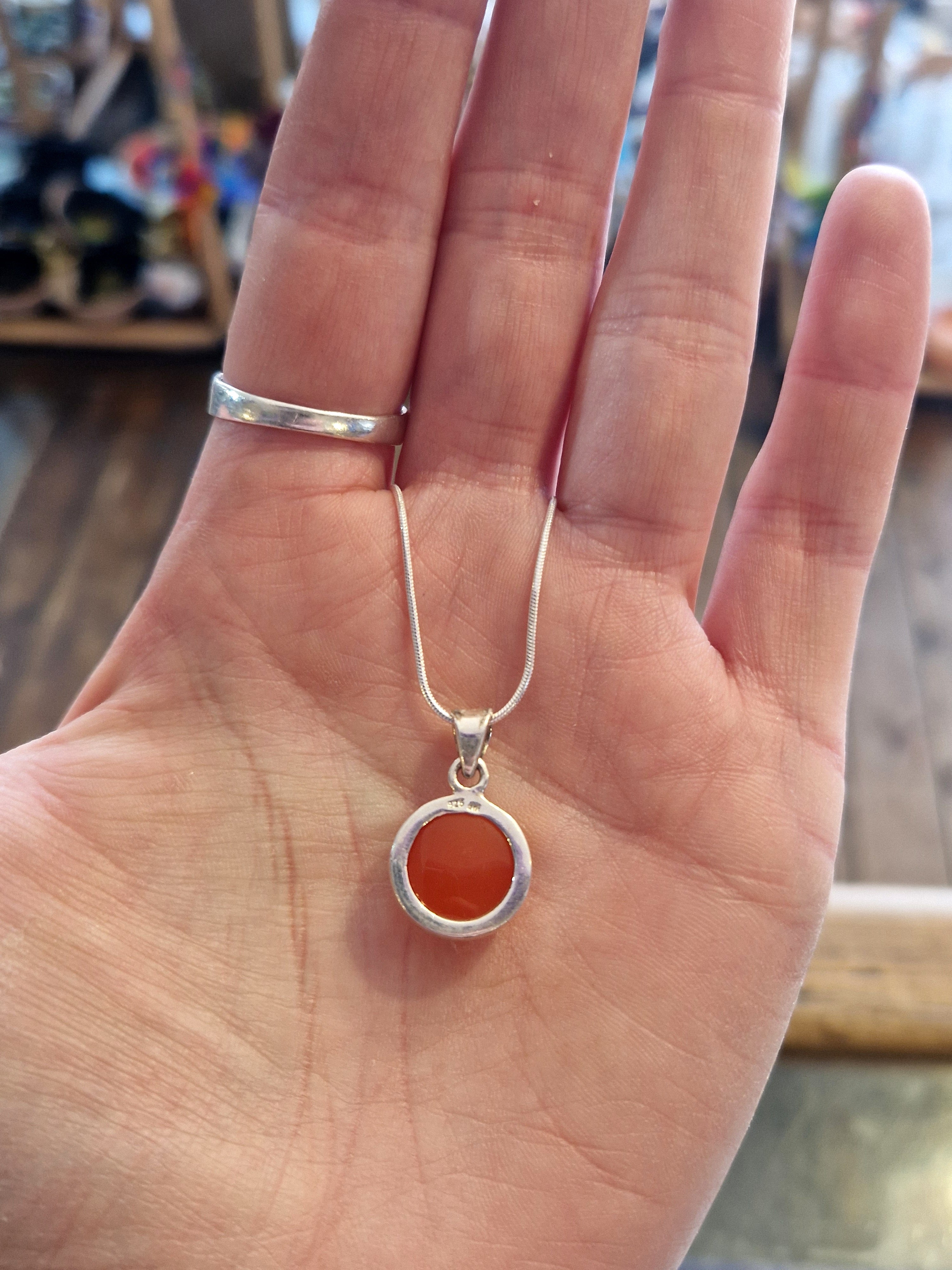 Carnelian Silver Necklace