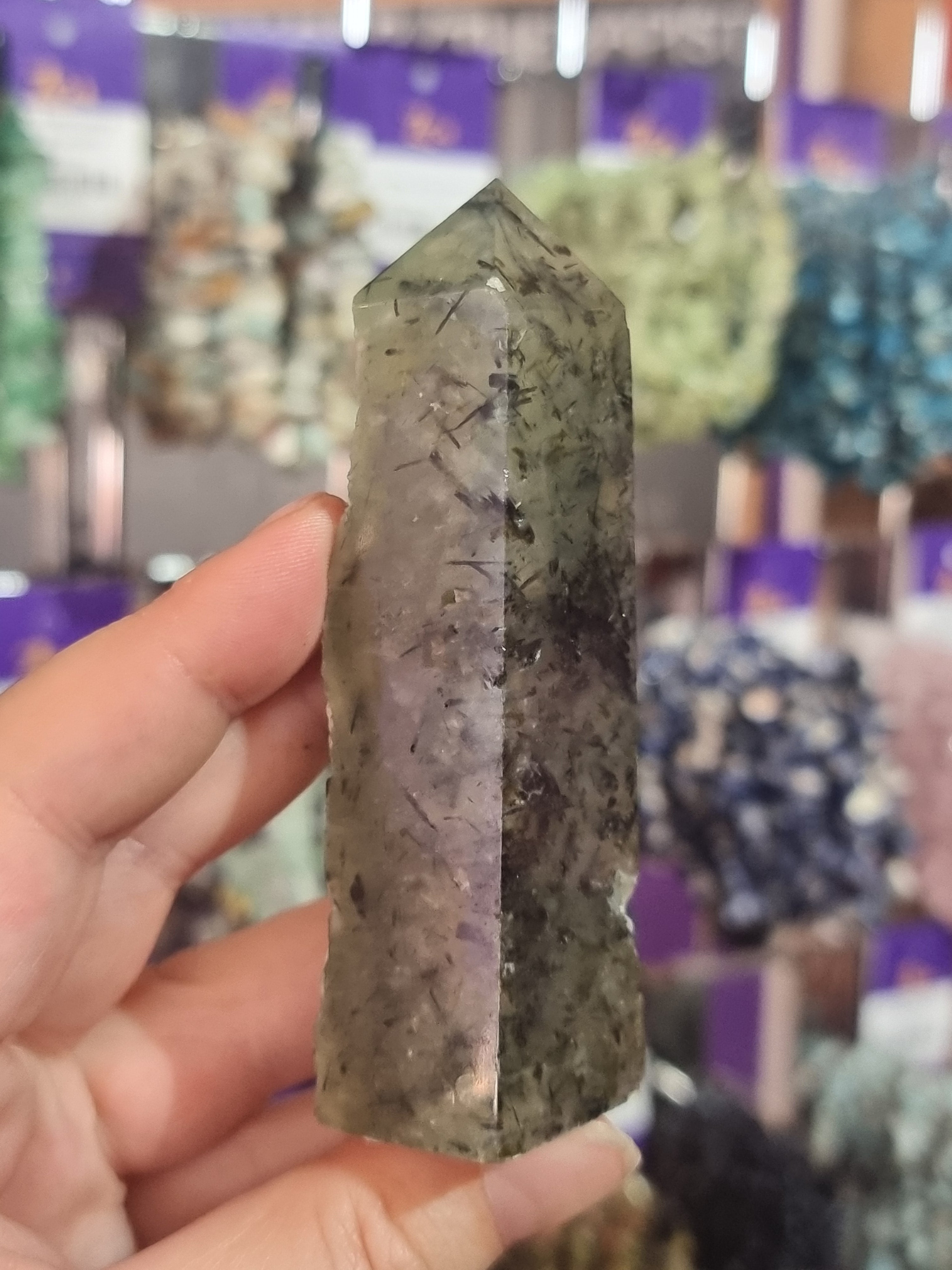 Prehnite Half Polished Tower