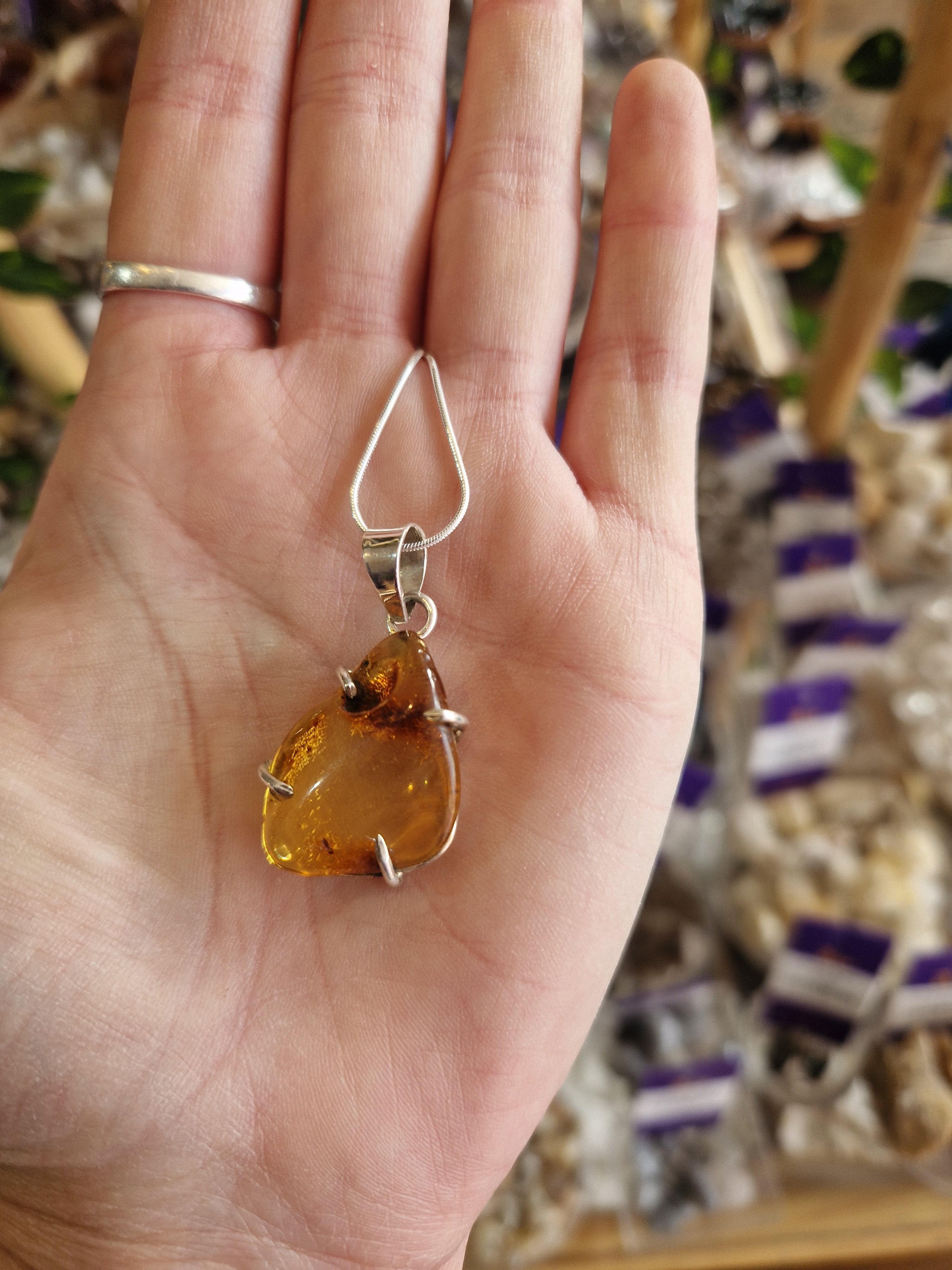 Amber Silver Necklace