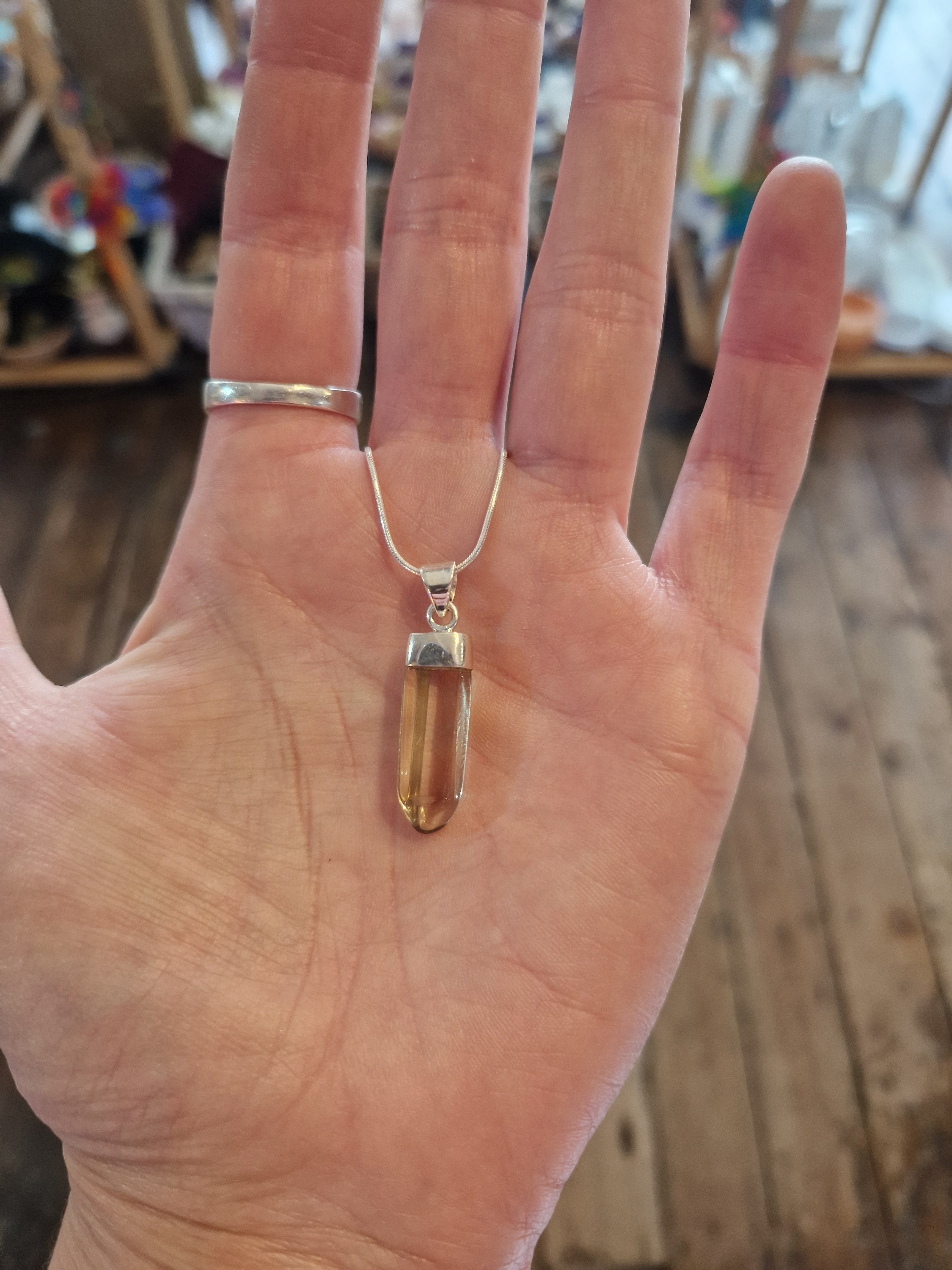 Natural Citrine Silver Necklace