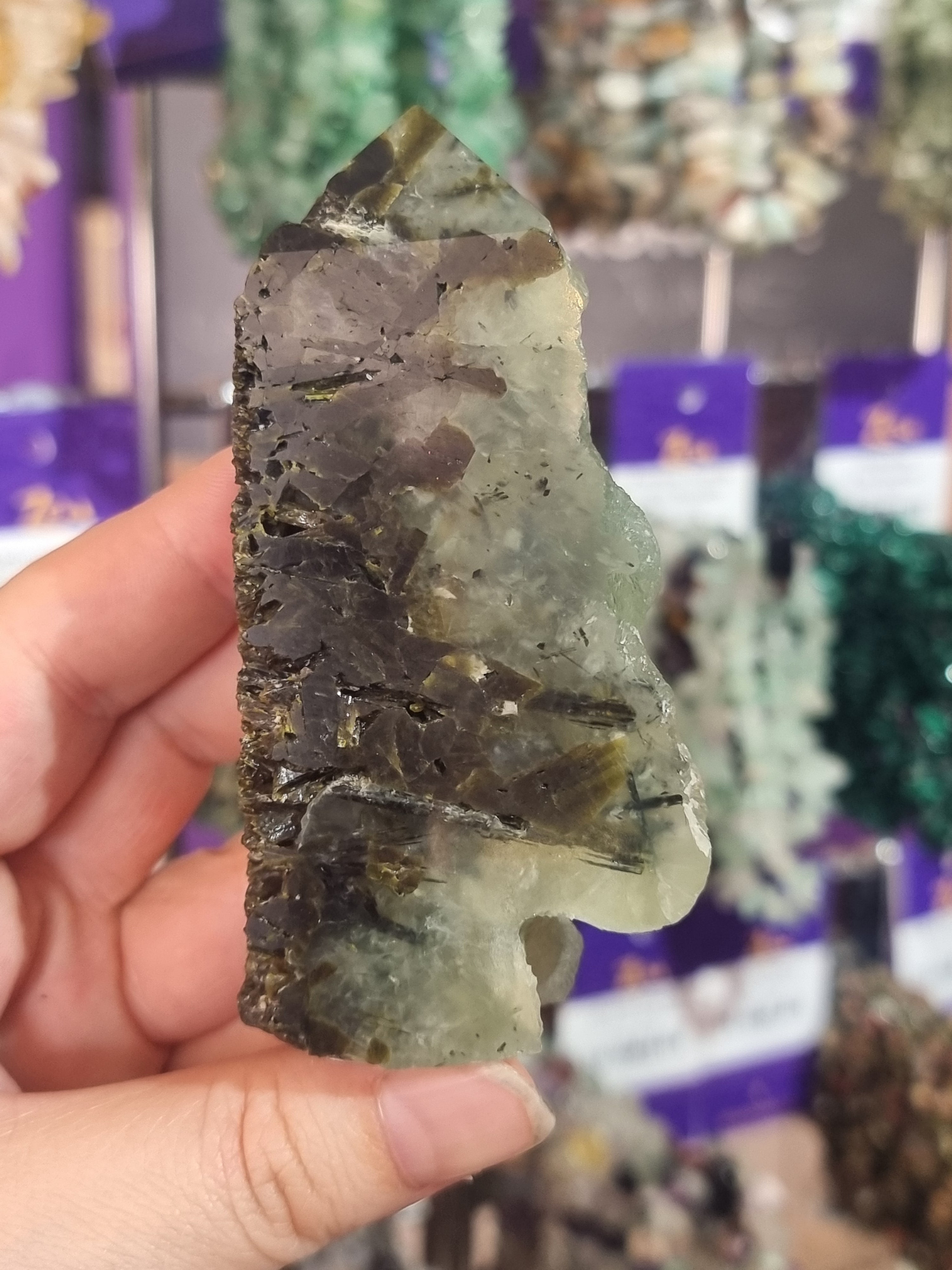Prehnite Half Polished Tower