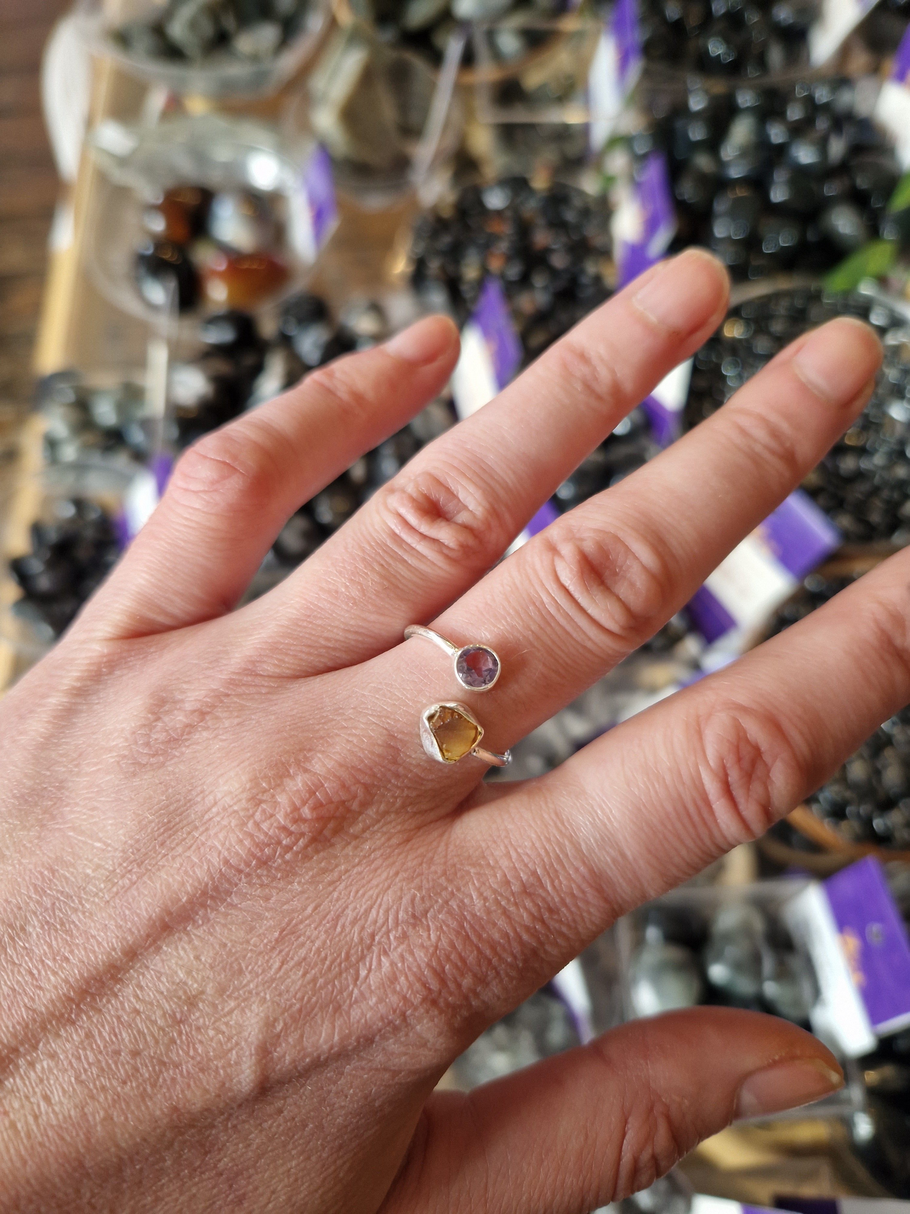 Amethyst & Citrine Silver Ring