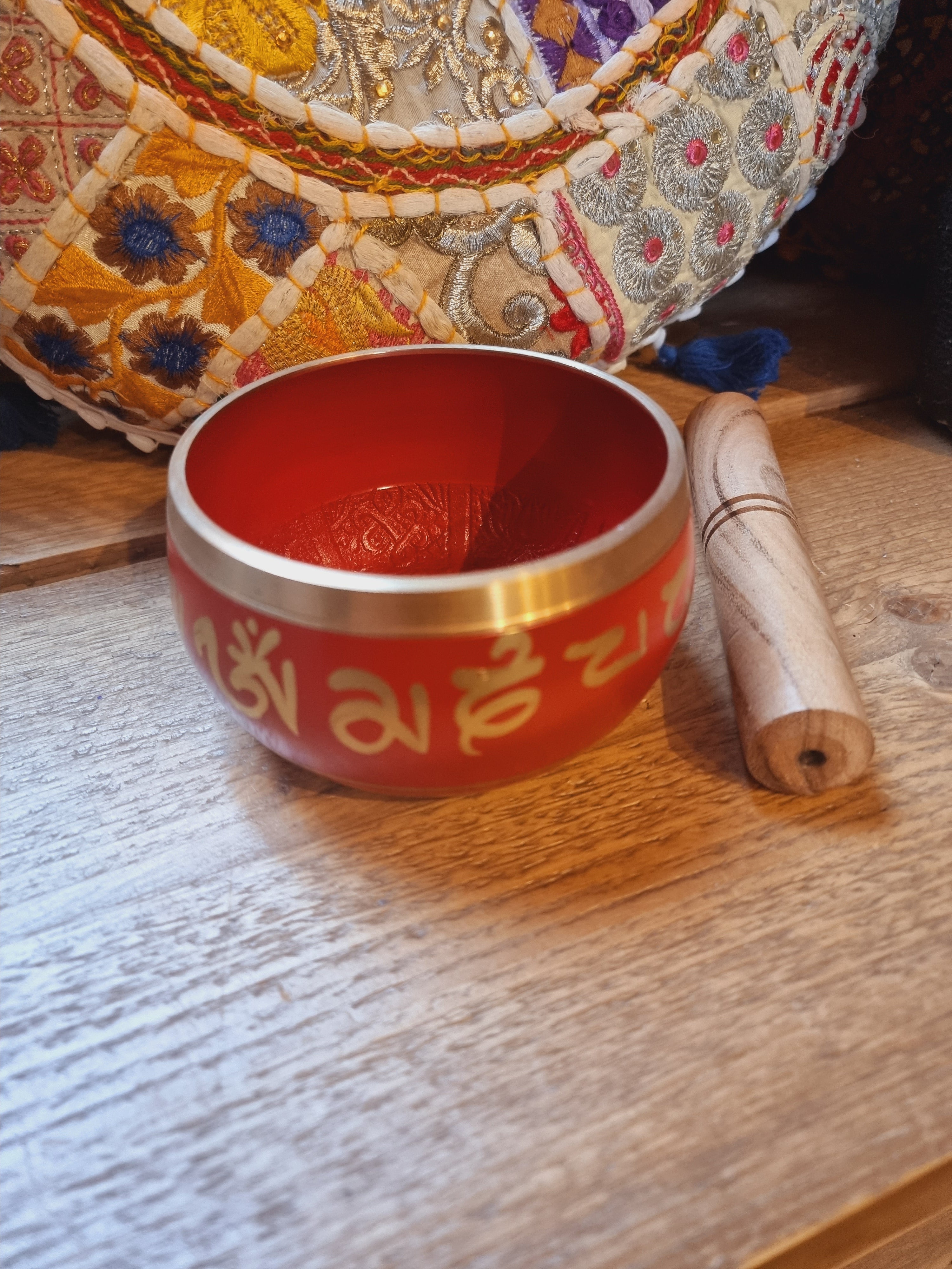 Red Sanskrit Singing Bowls