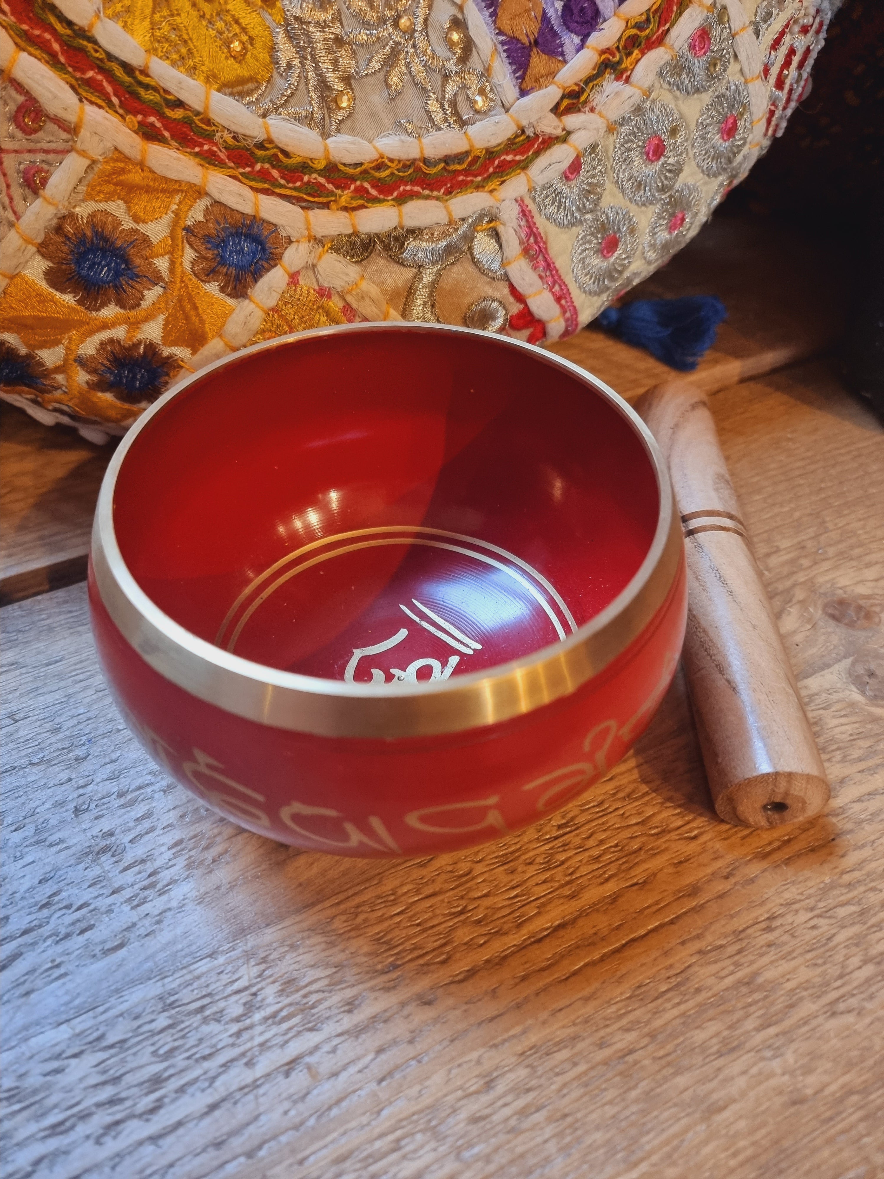 Red Sanskrit Singing Bowls