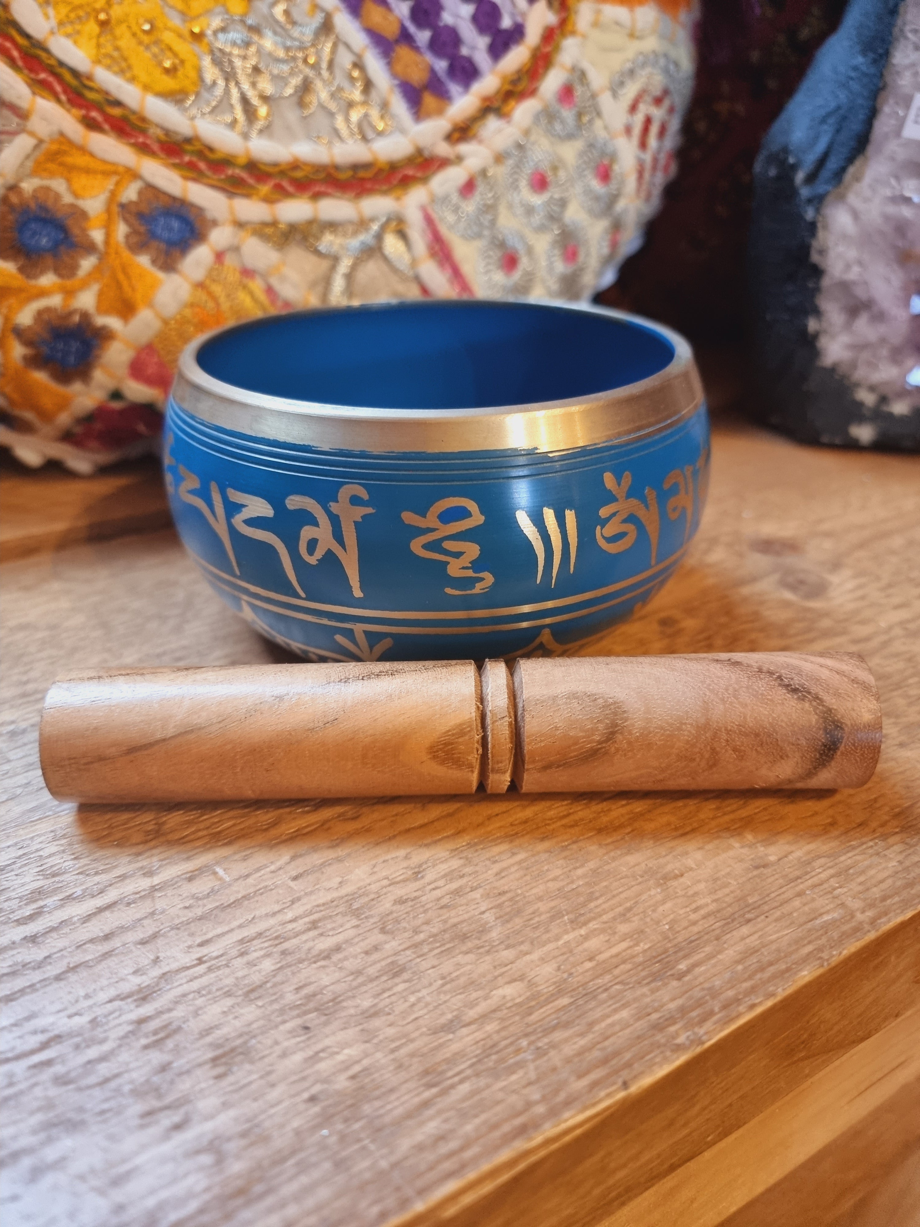 Blue Sanskrit Singing Bowl