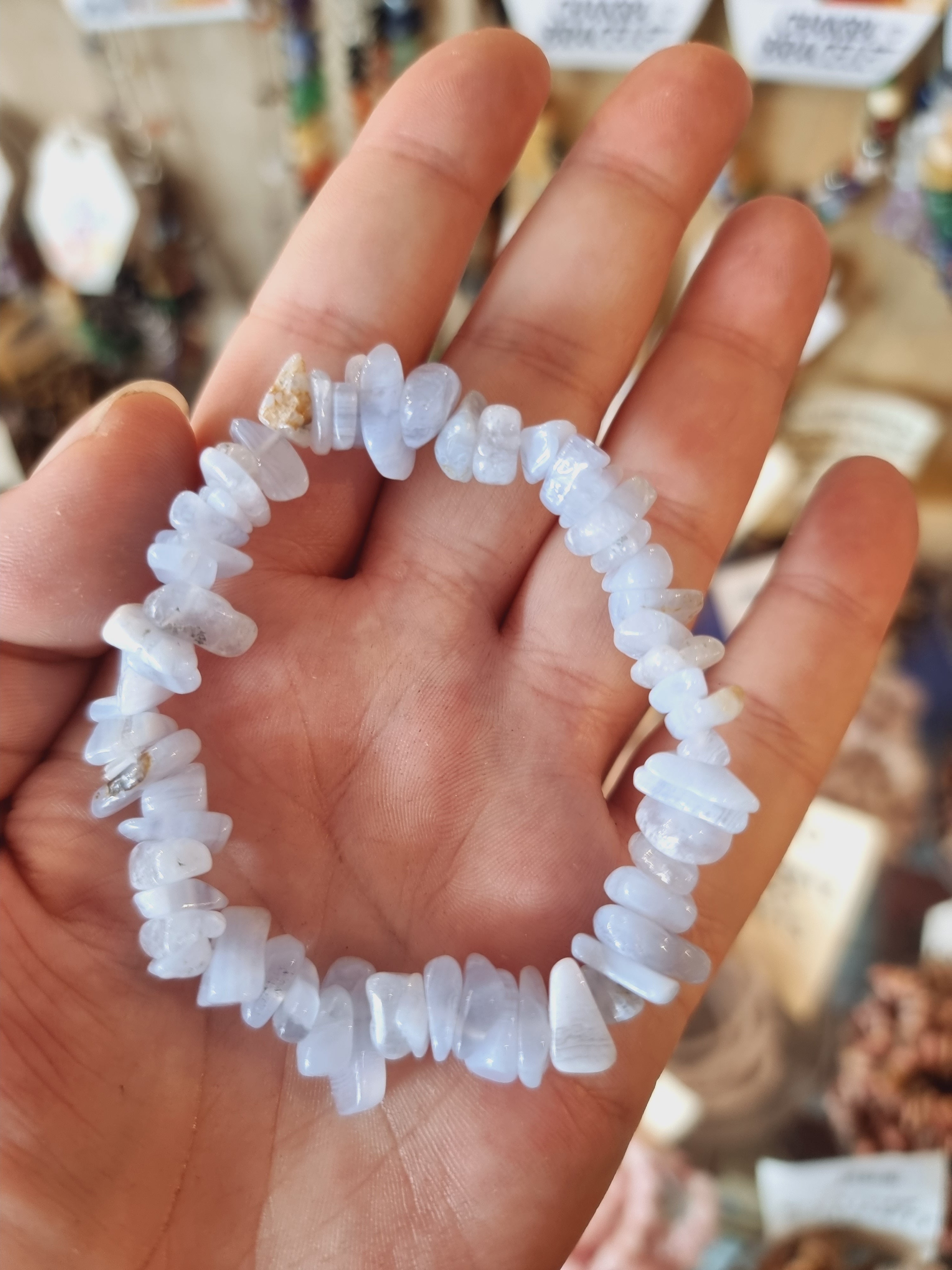 Blue Lace Agate Chip Bracelets