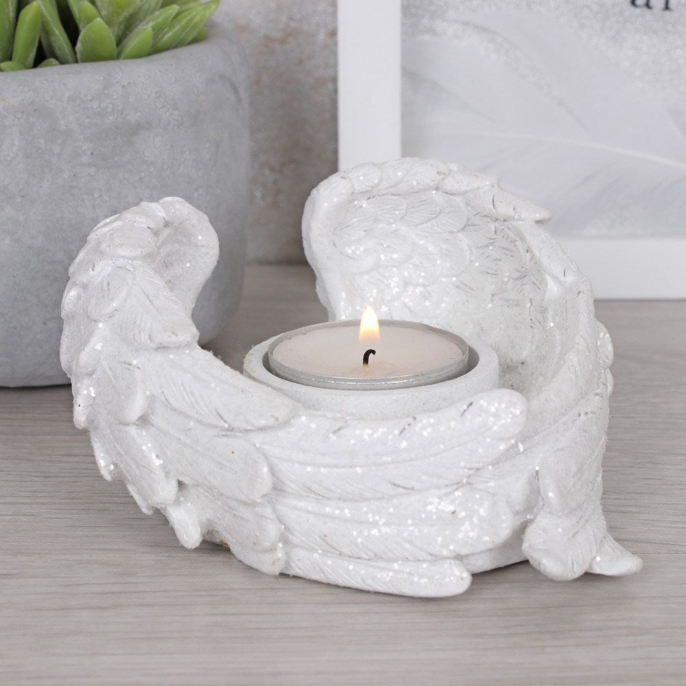 Glitter Angel Winged Candle Holder