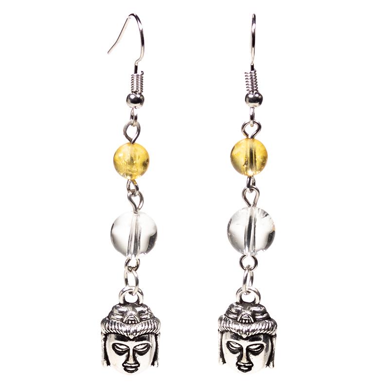 Citrine & Rock Crystal Buddha Earrings