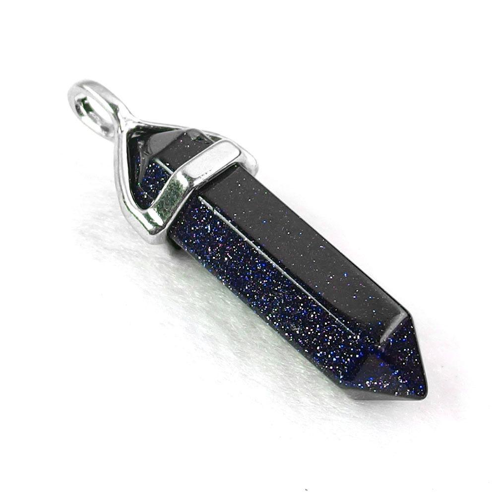 Blue Goldstone Point Pendant