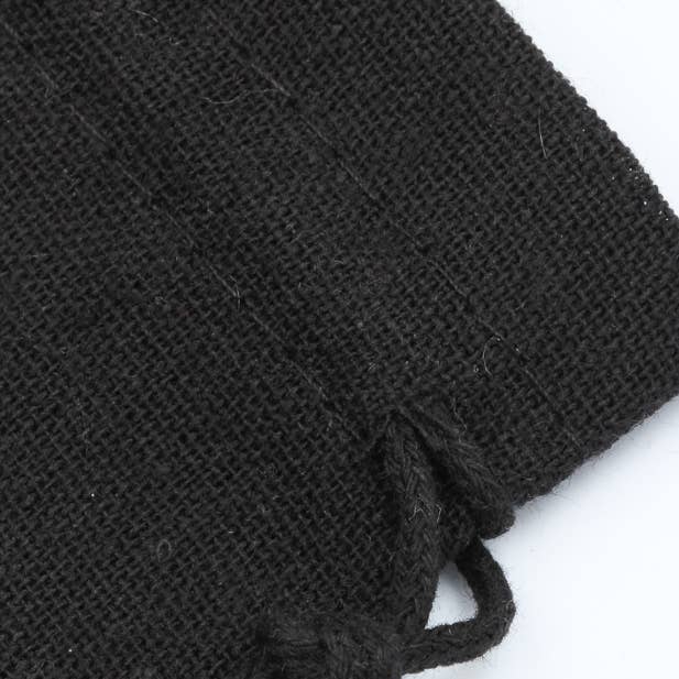 Black cotton mix drawstring bag 10x8cm.