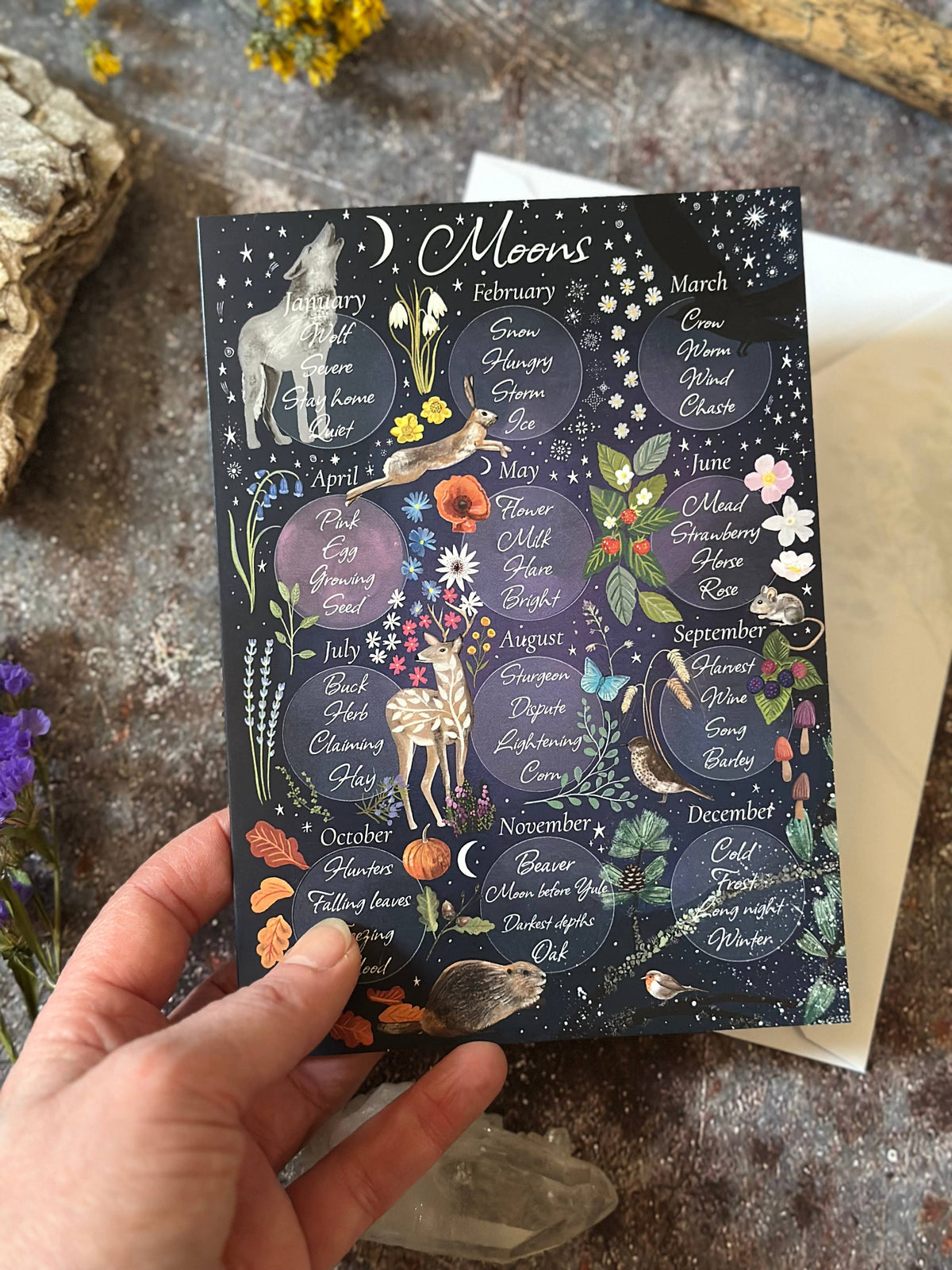 Moons of the Year Greeting Cards