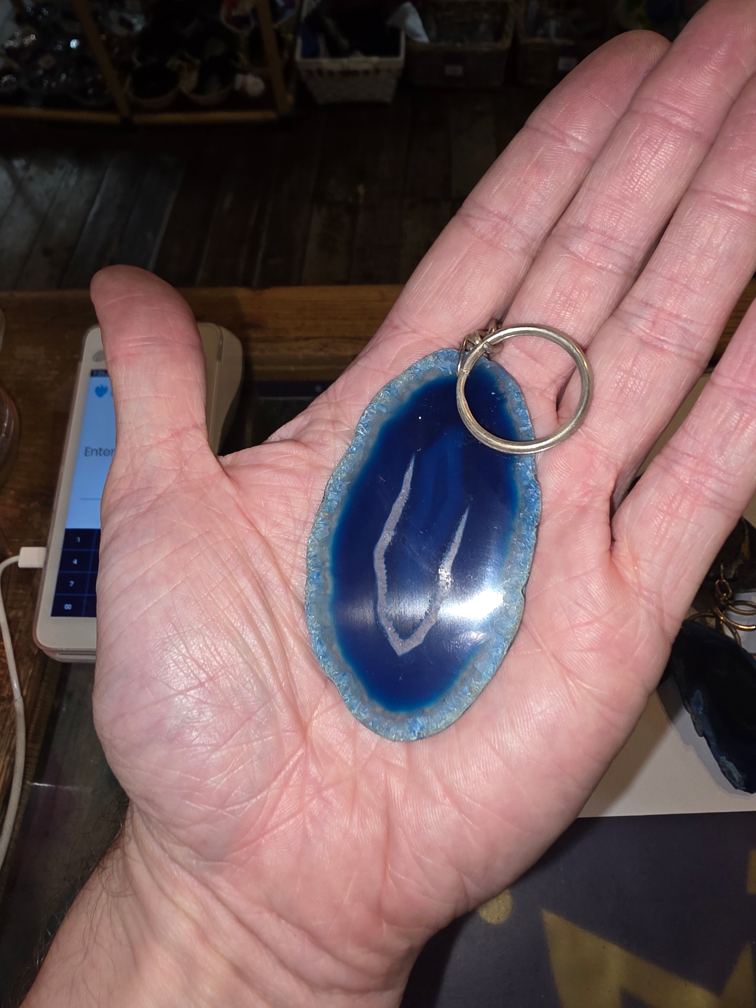 Blue Agate Keyring