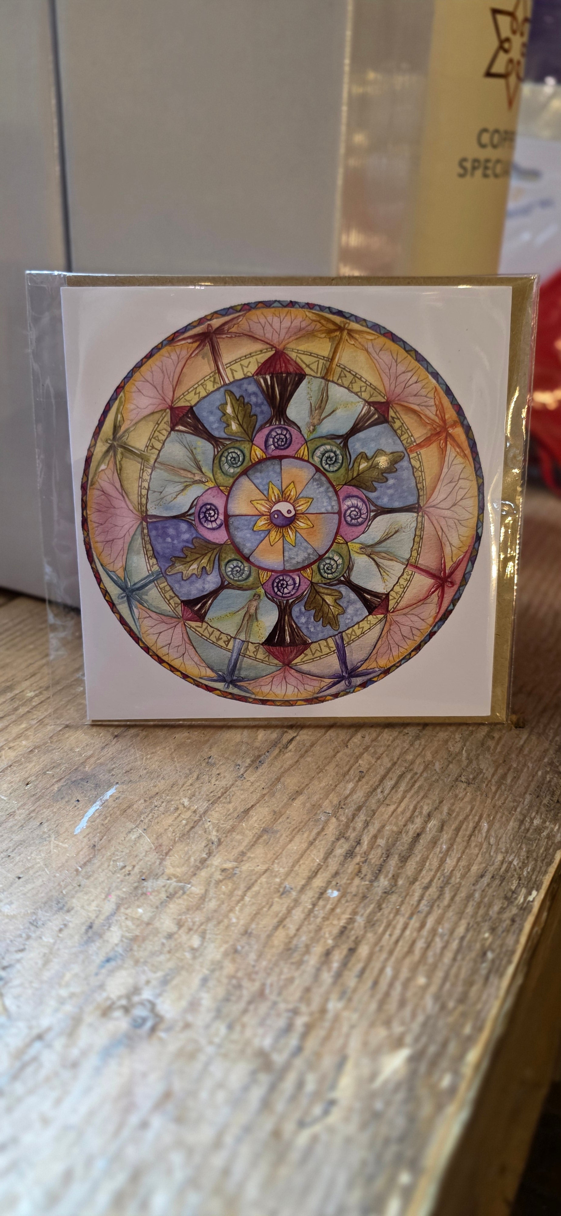 Yin Yang Oak Leaf Greeting Card