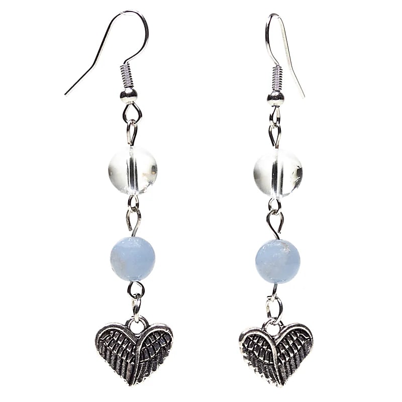 Angelite & Quartz Wing Earrings