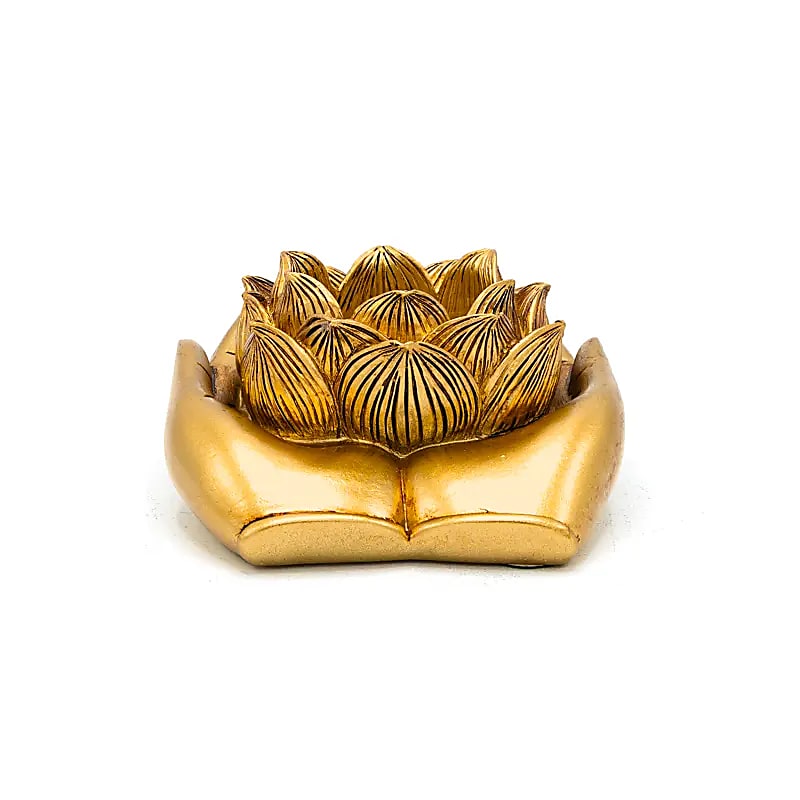 Gold Lotus Hands Tealight Holder
