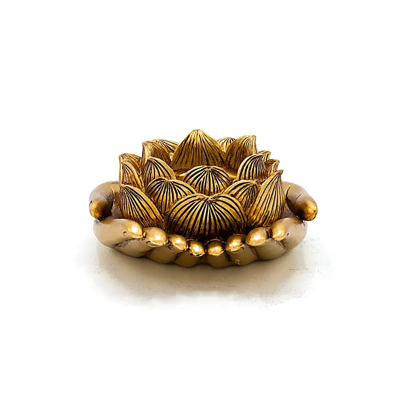 Gold Lotus Hands Tealight Holder