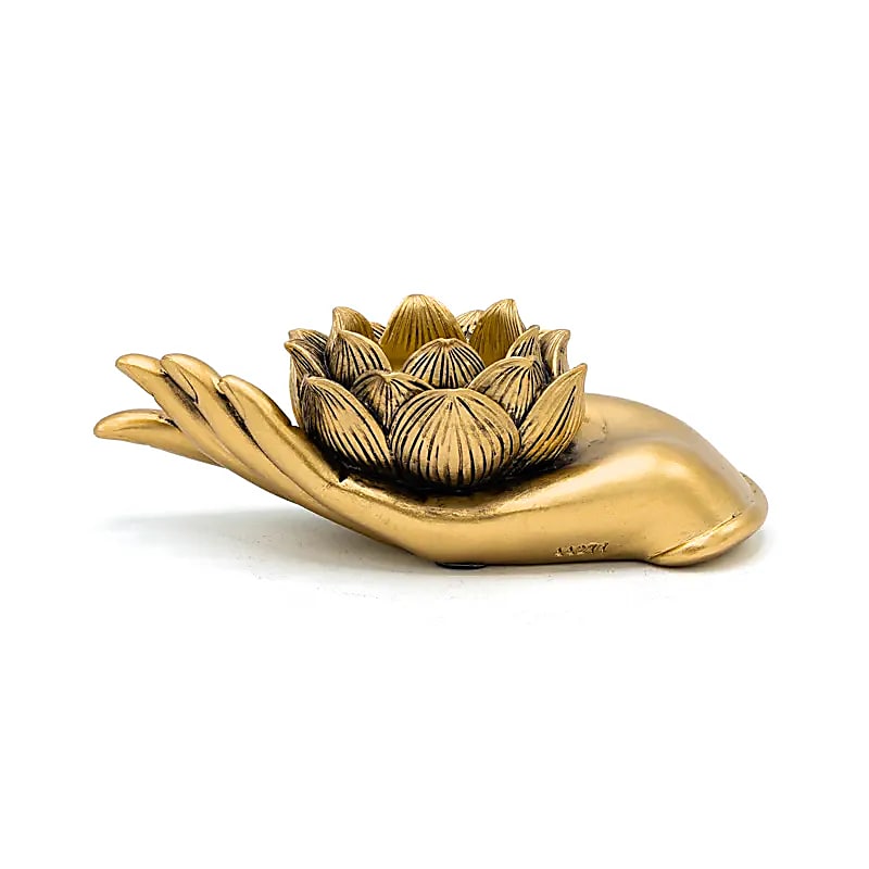 Gold Lotus Hand Tealight Holder