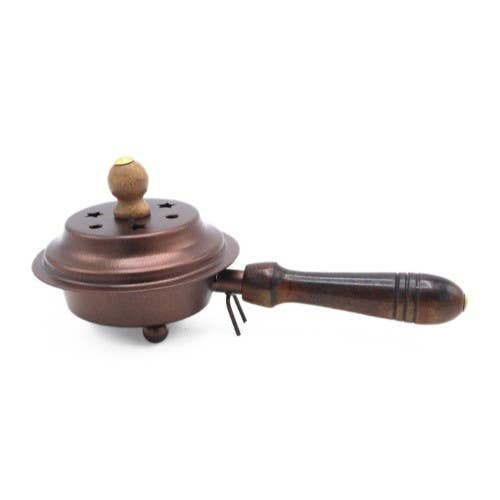 Incense Pan with Mango Wood Handle - Copper