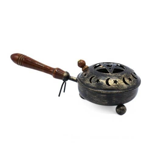 Incense Pan with Mango Wood Handle - Pentagram