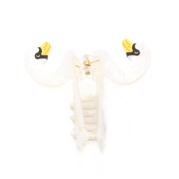 Pearlescent swan shaped clamp