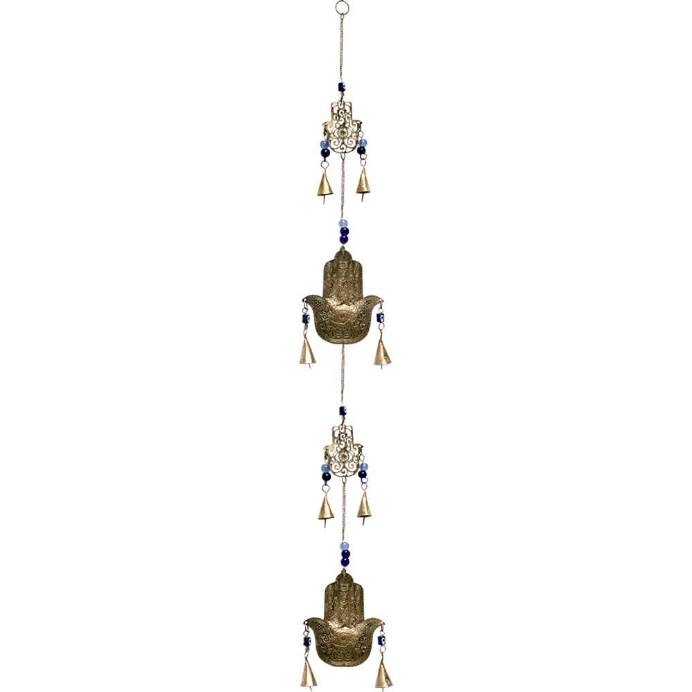Brass Bell Chime String with Fatima Hand & Beads