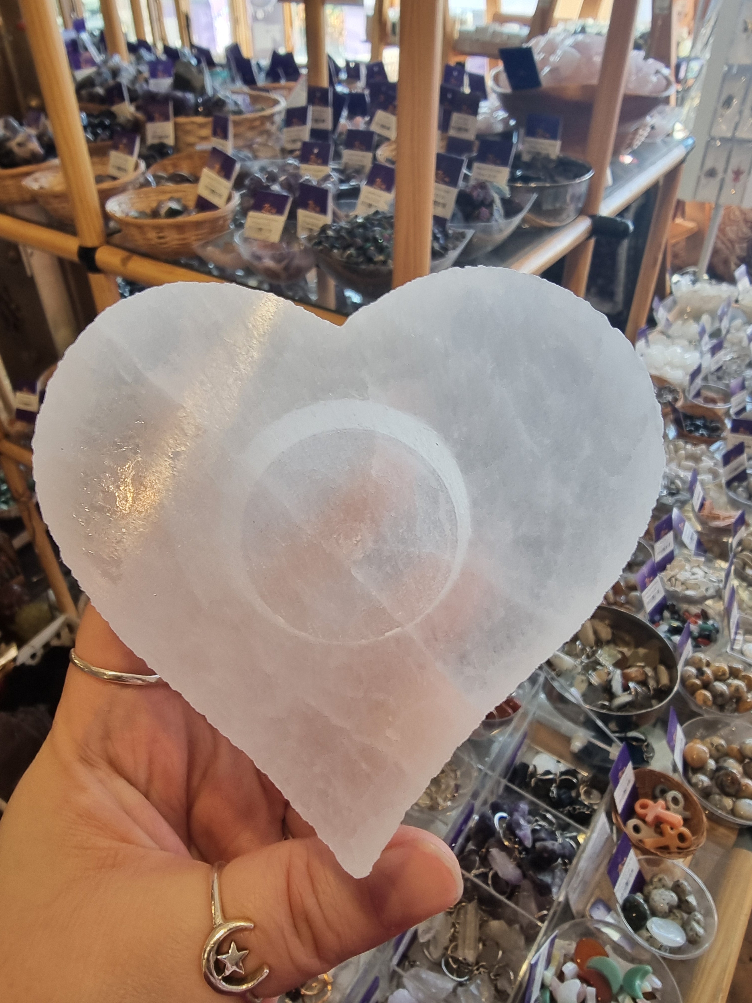 Selenite Heart Candle Holder