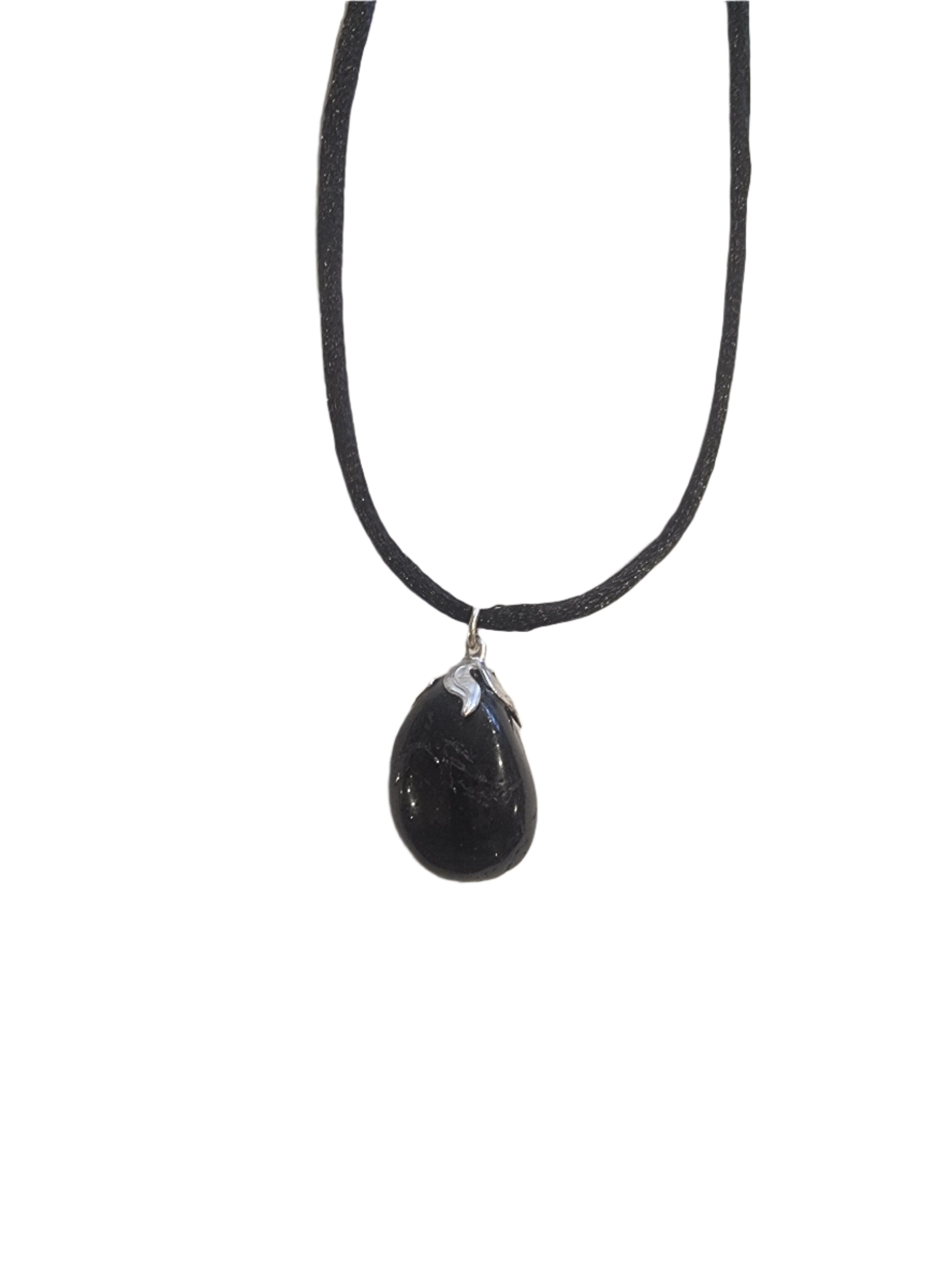 Black Tourmaline Tumbled Pendant