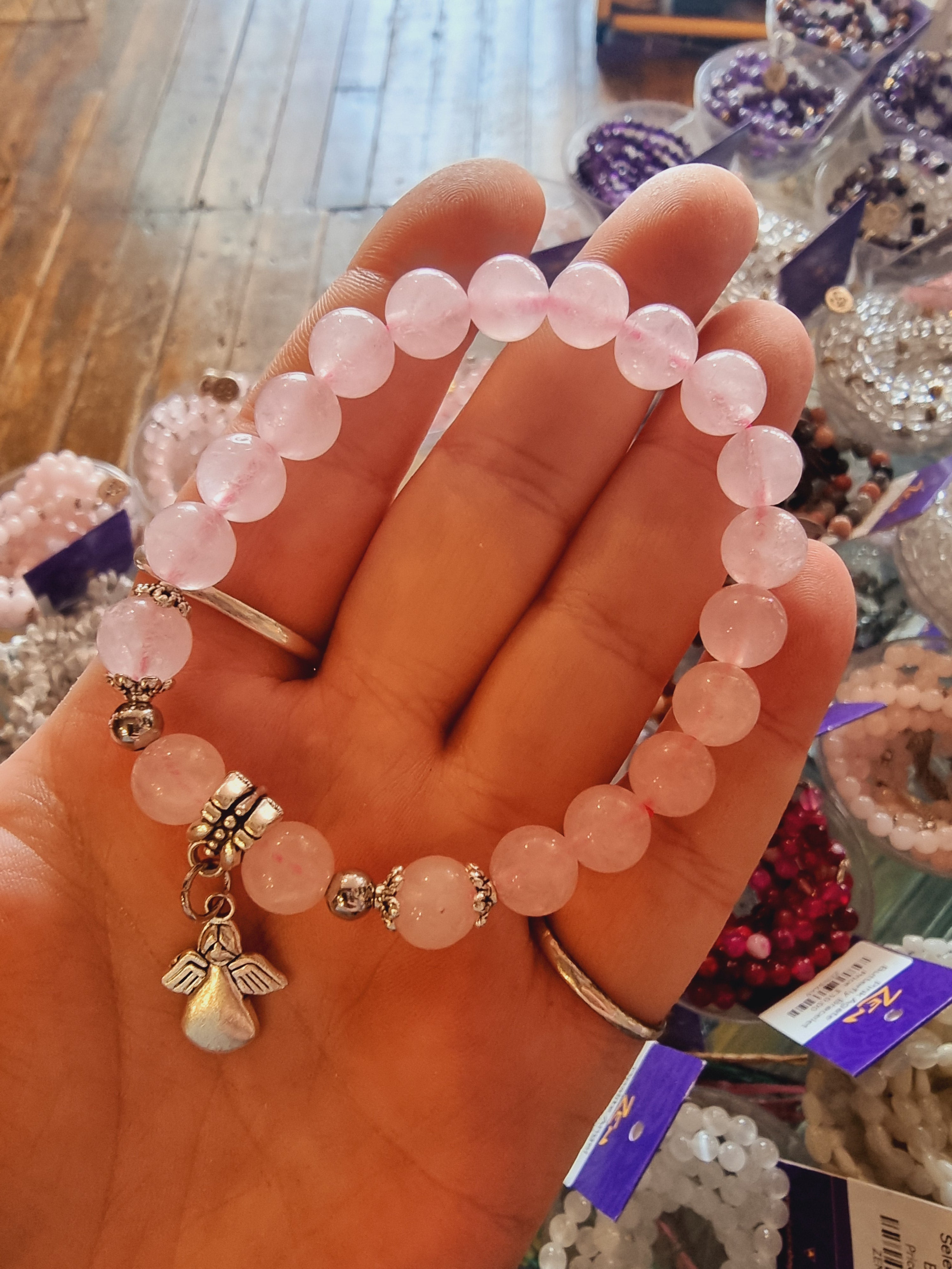 Rose Quartz Angel Wing Bracelet