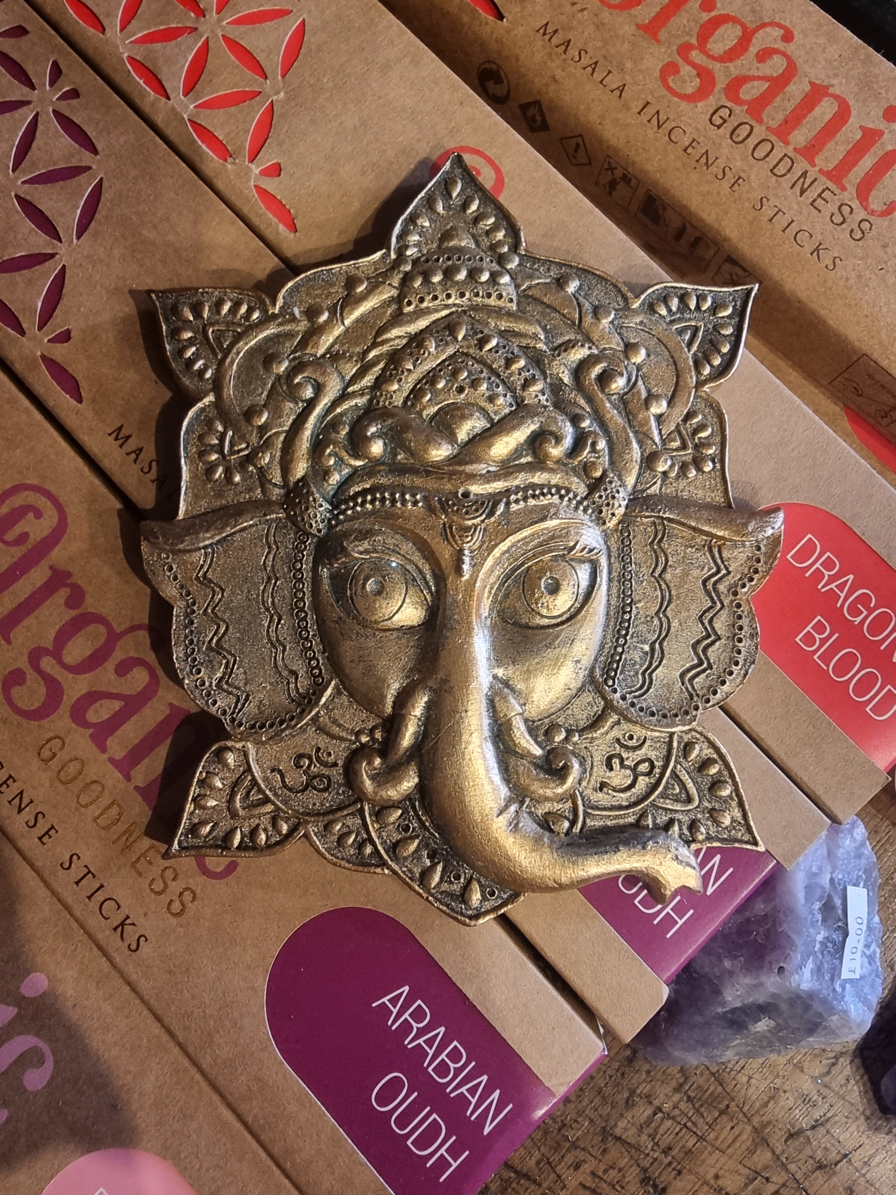 Ganesh Incense Holder Plate (Gold)