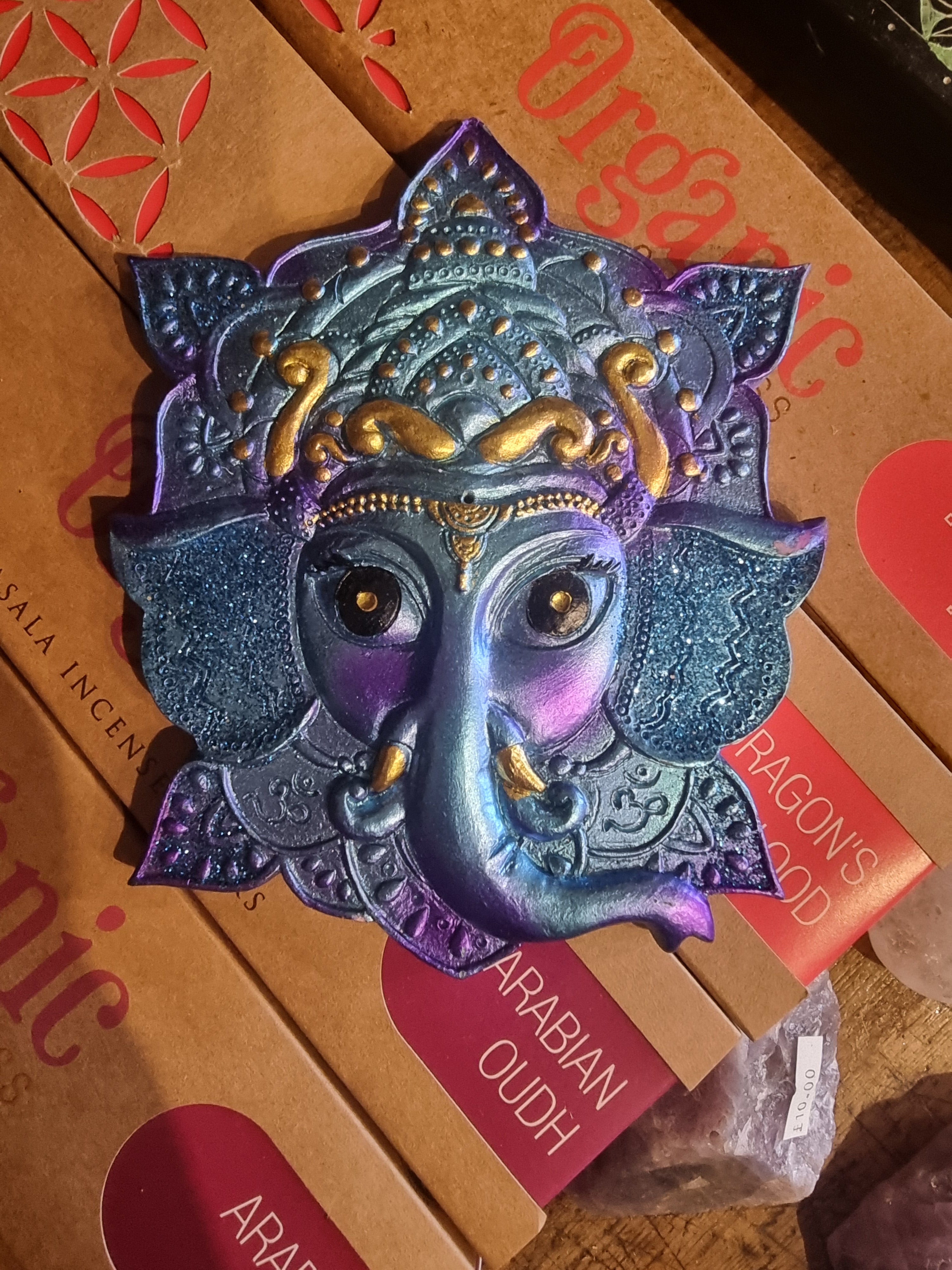 Ganesh Incense Holder Plate (Blue)