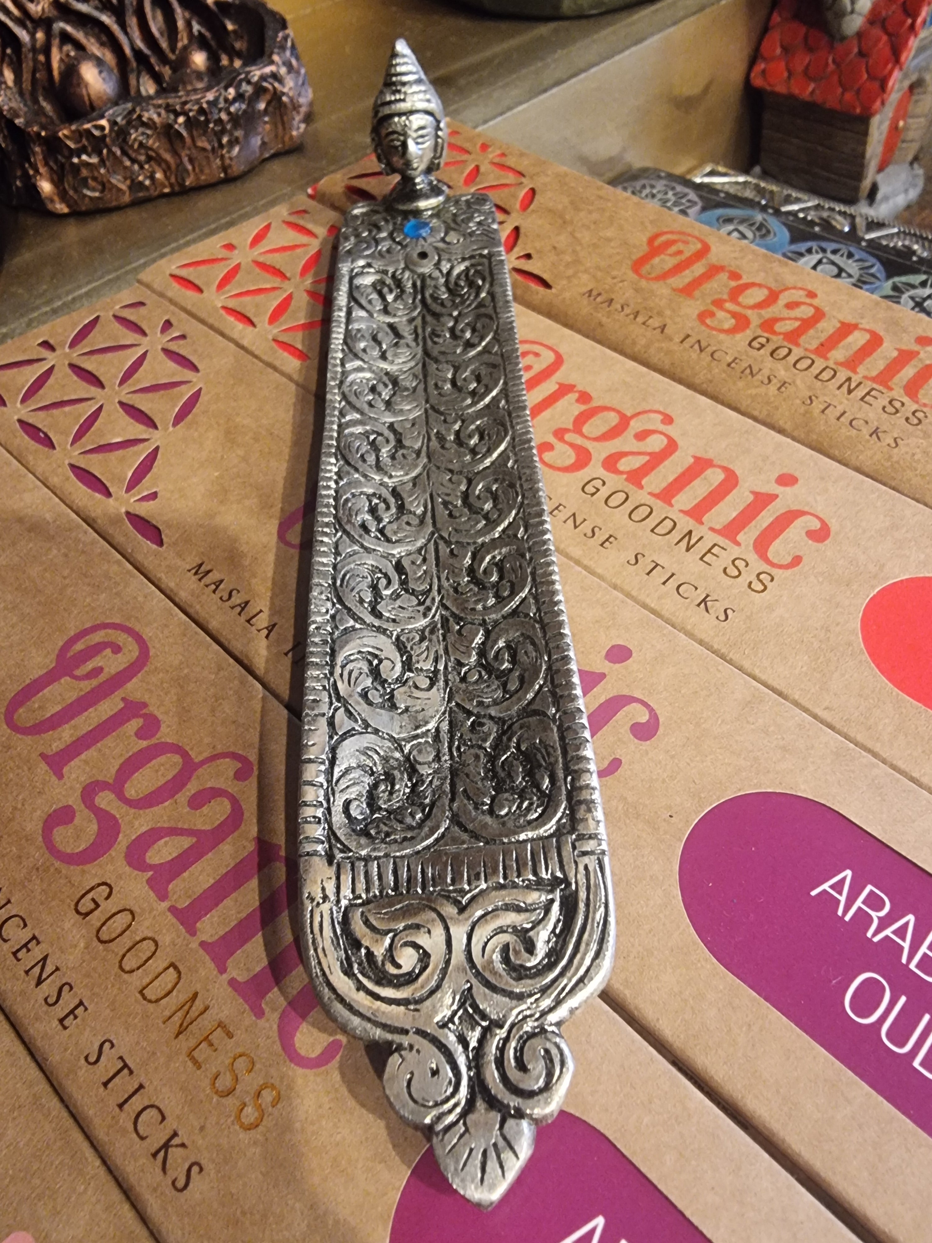 Buddha Silver Incense Holder