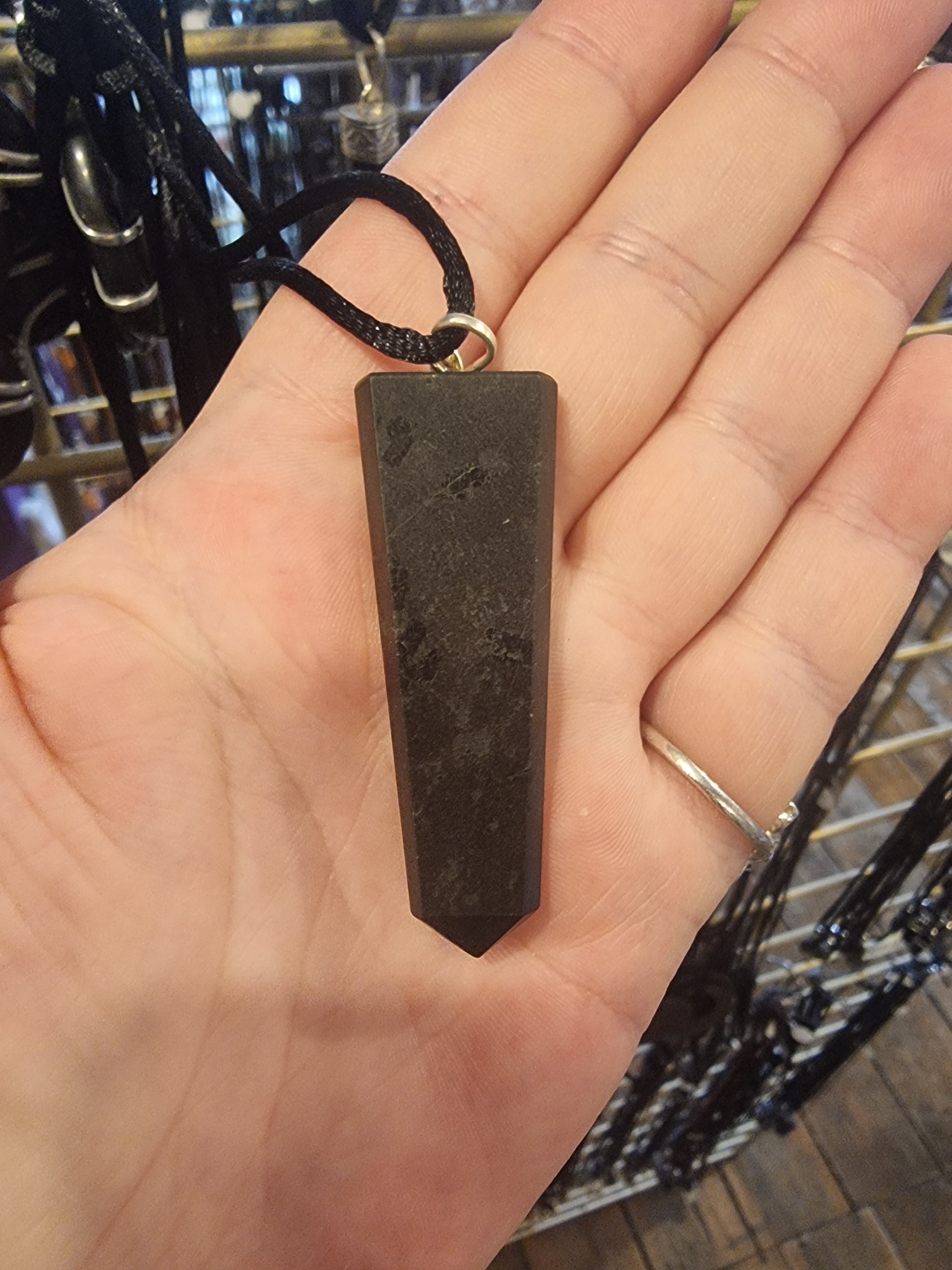 Black Tourmaline Flat Point Pendant