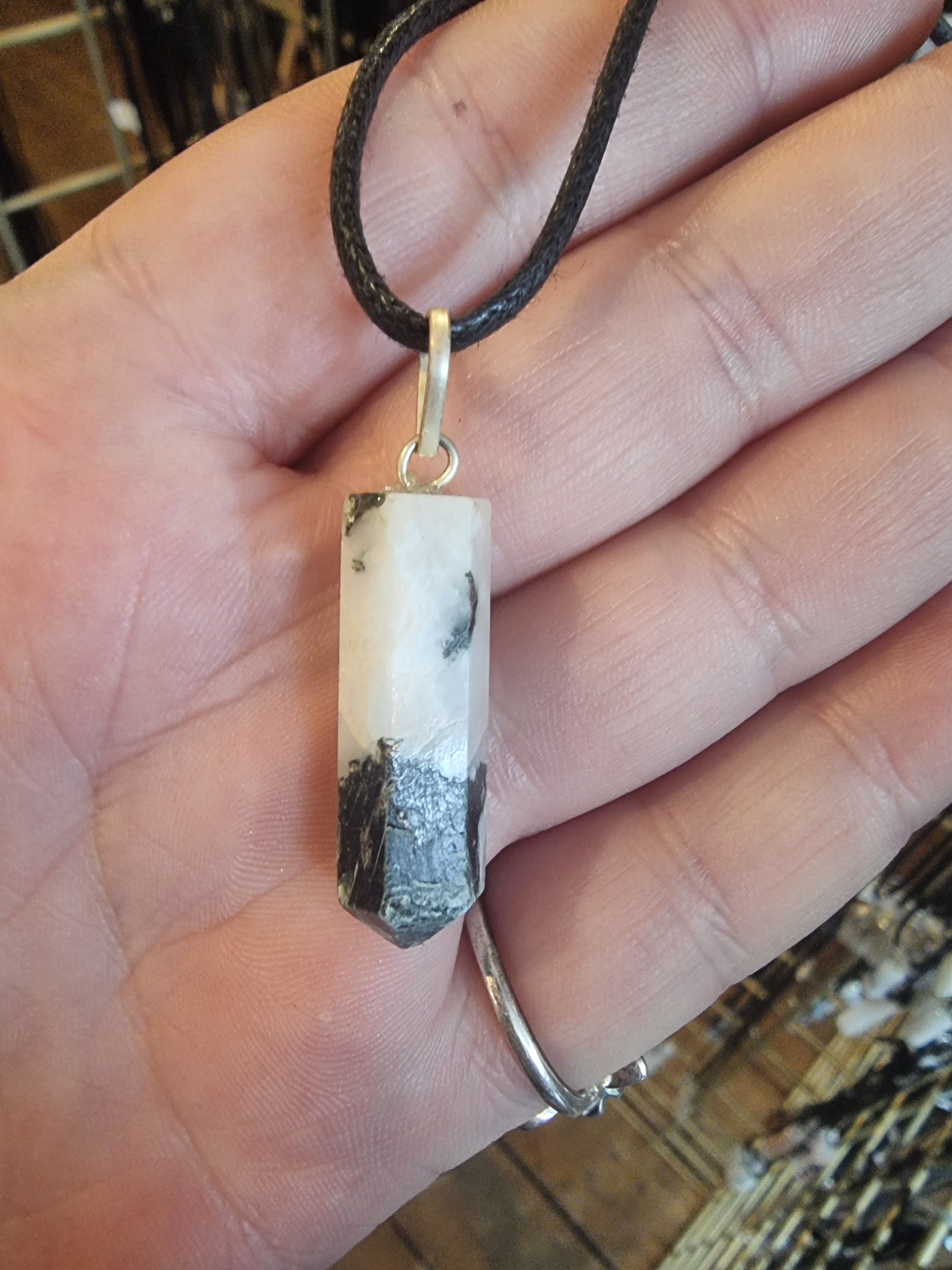 Rainbow Moonstone Pencil Point Pendant