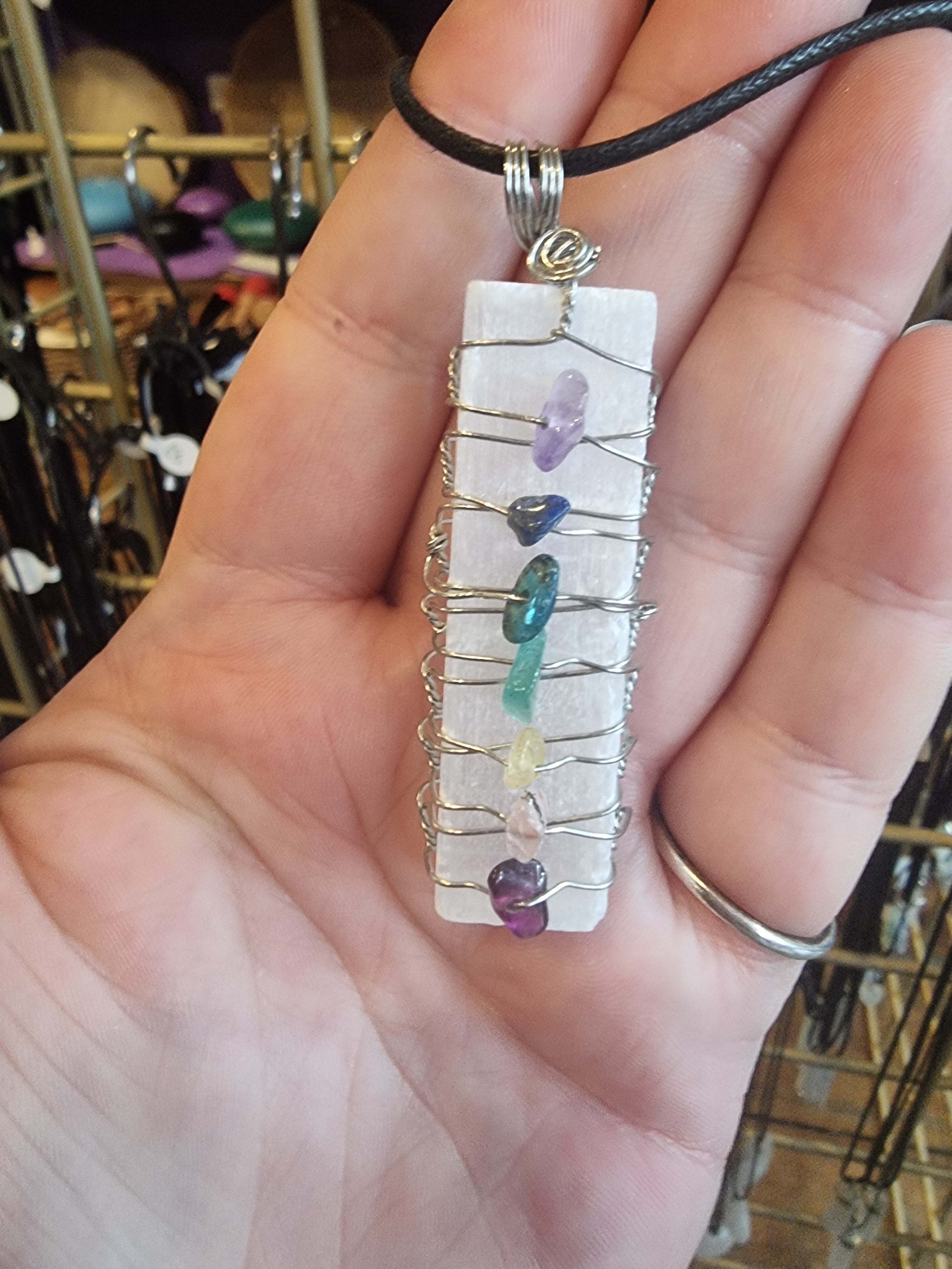 Chakra Selenite Pendant