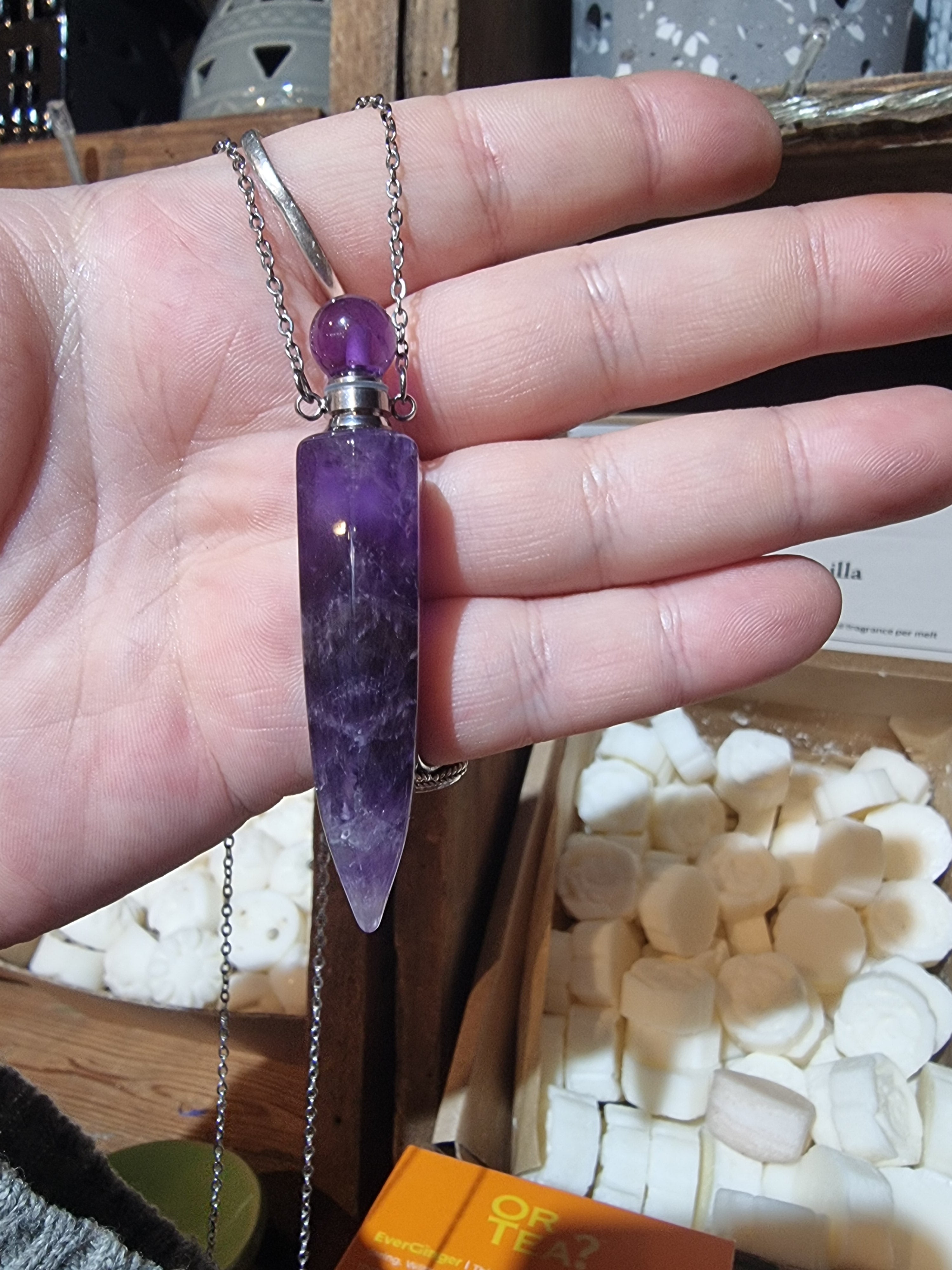 Amethyst Perfume Bottle Necklace