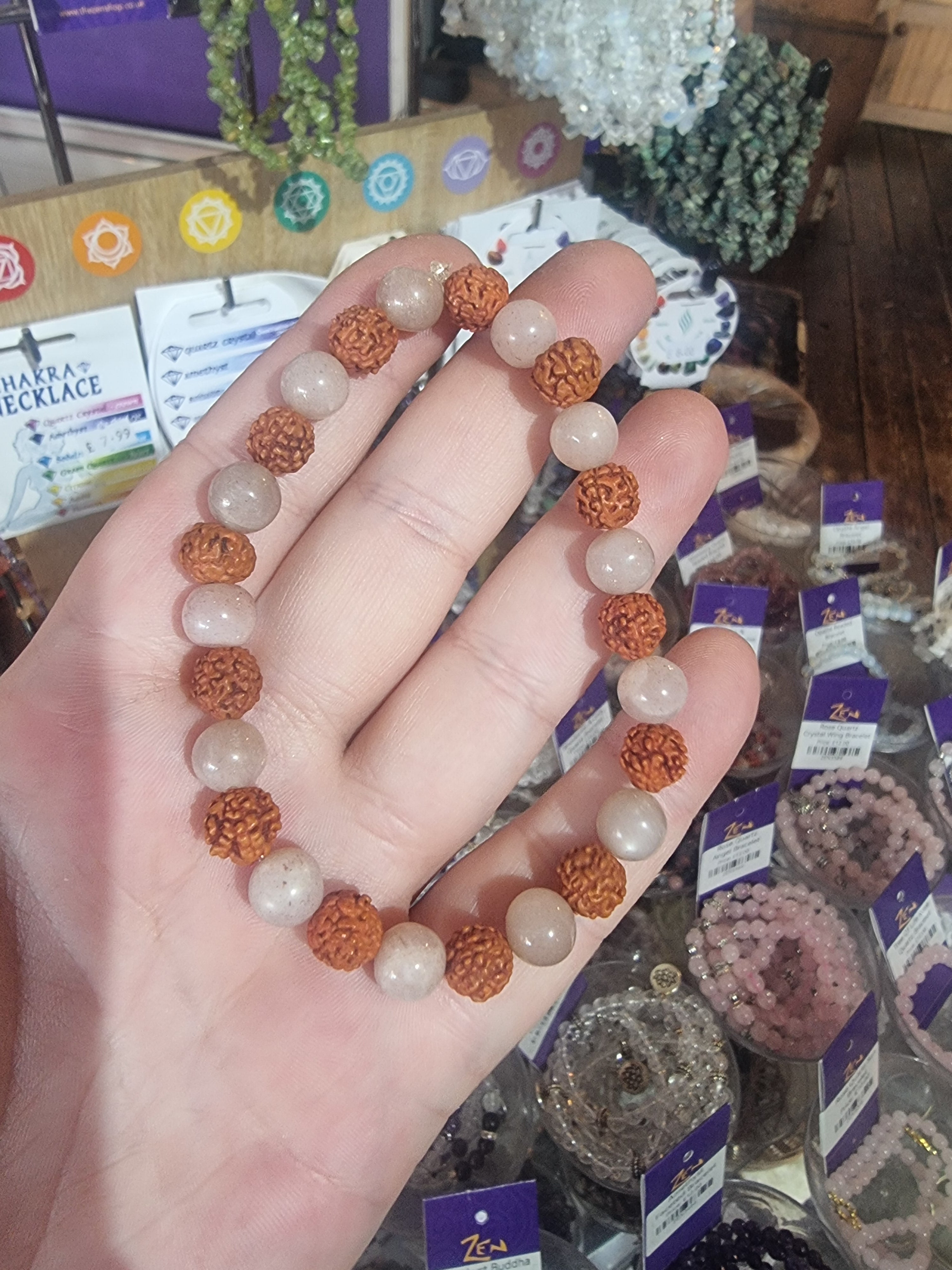 Rudraksha & Moonstone Bracelet