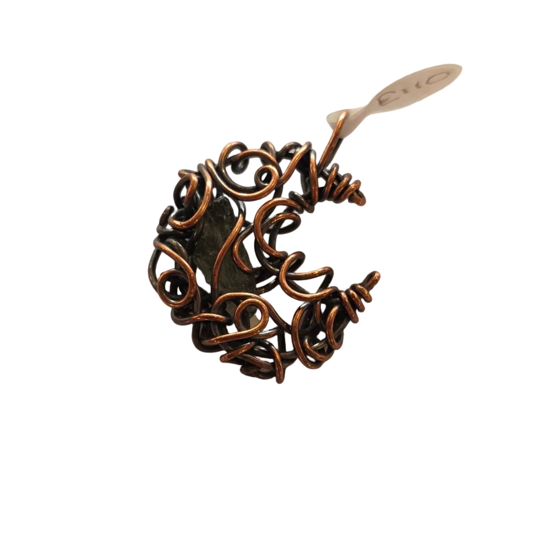 Moldavite Moon Pendant