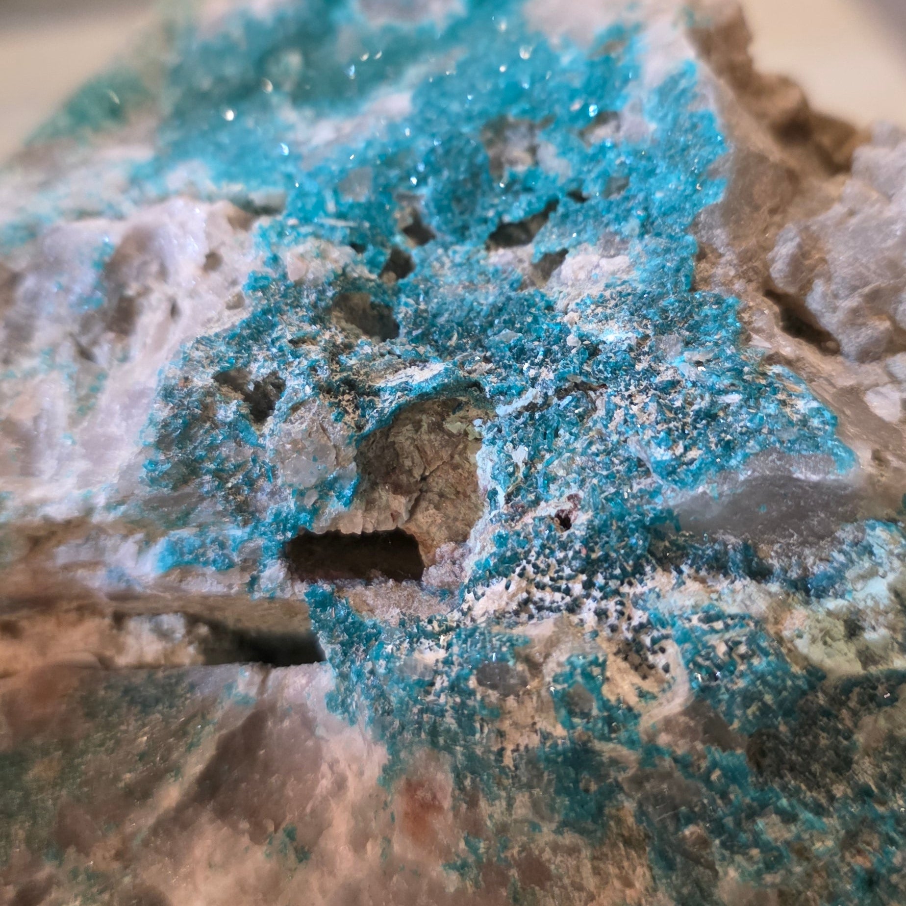 Dioptase on Smokey Quartz