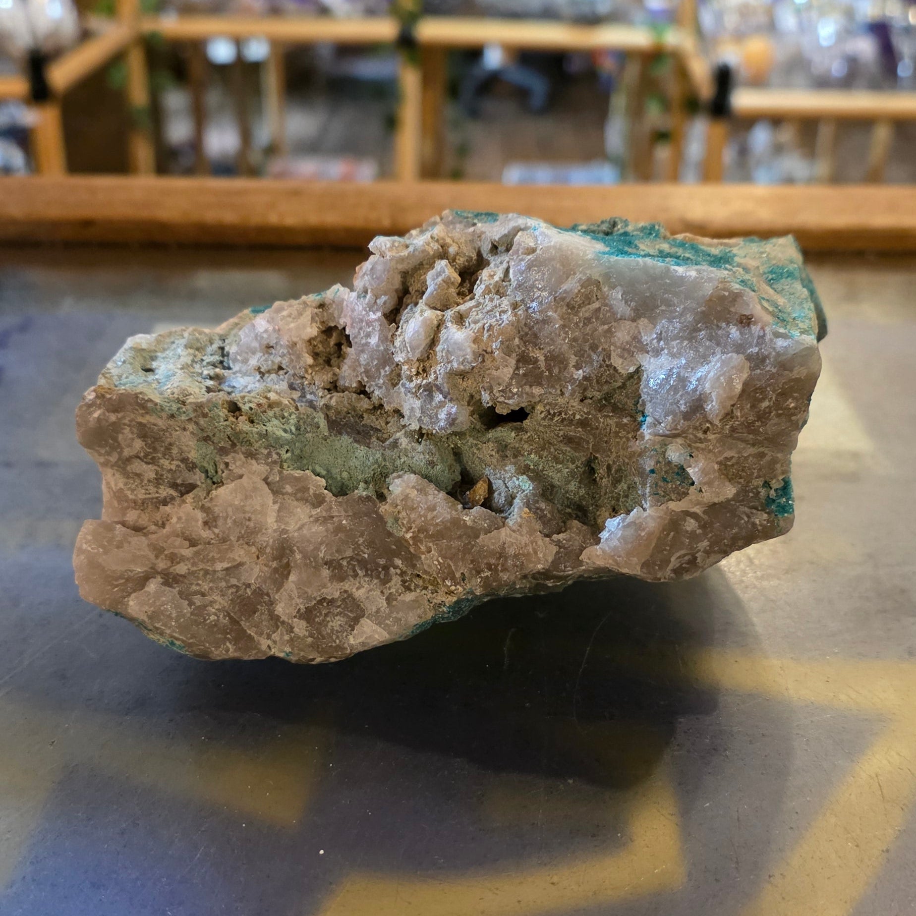 Dioptase on Smokey Quartz