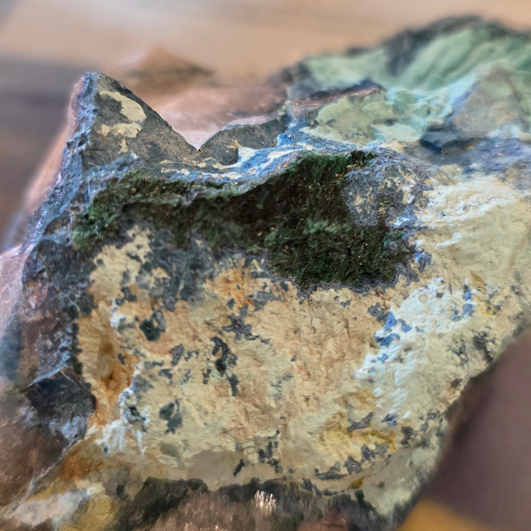 Dioptase on Smokey Quartz